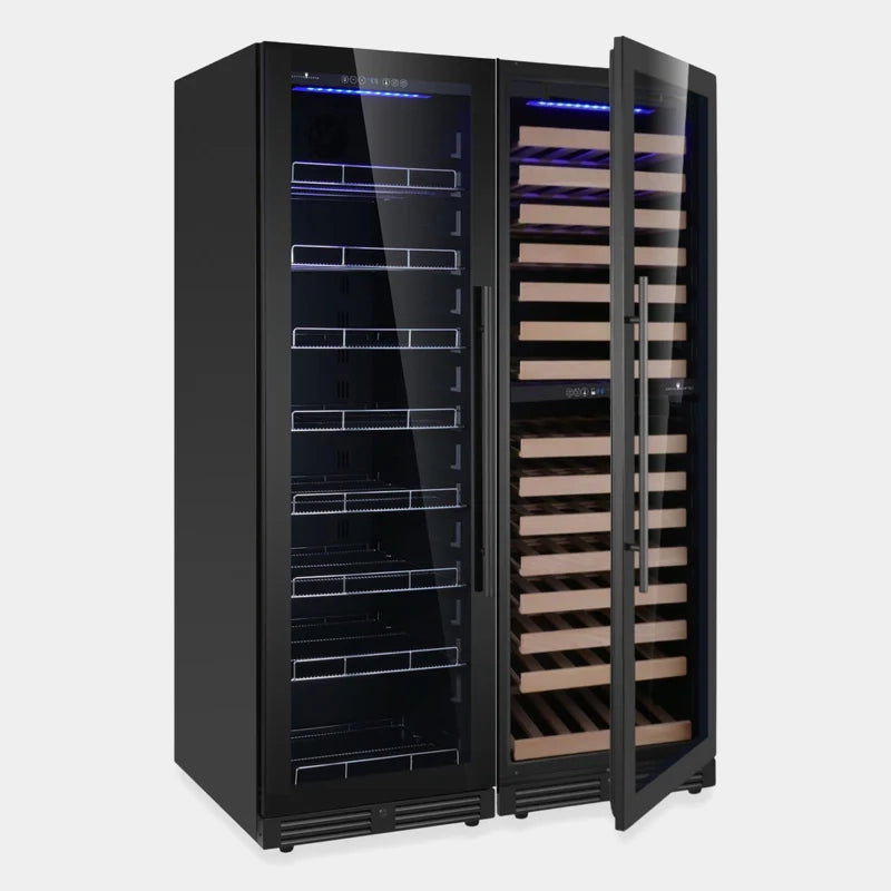 Kingsbottle 48 in. 159 Bottle and 630 Can Upright Triple Zone Wine and Beverage Cooler