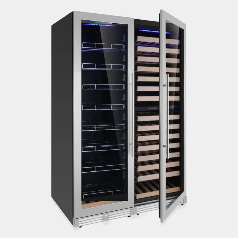 Kingsbottle 48 in. 159 Bottle and 630 Can Upright Triple Zone Wine and Beverage Cooler