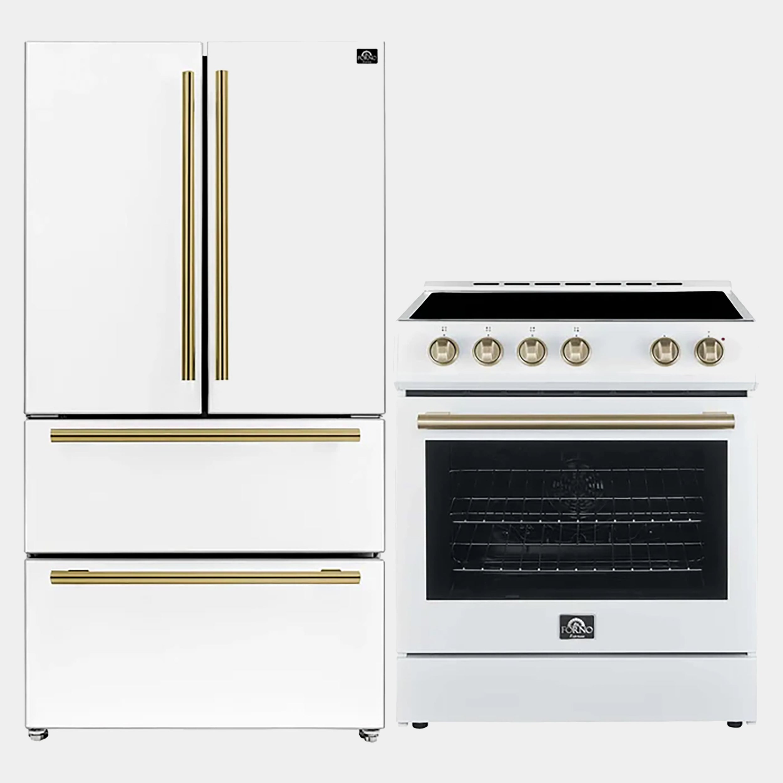 Forno Espresso White Kitchen Bundle - 30" Electric Range and 36" Refrigerator | FBDL-003-09US