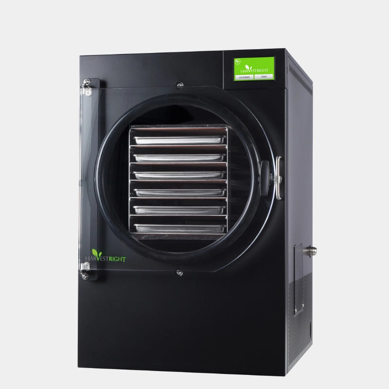 Harvest Right Large 6 Tray Black Home Freeze Dryer with XL Premier Vacuum Pump and Mylar Starter Kit