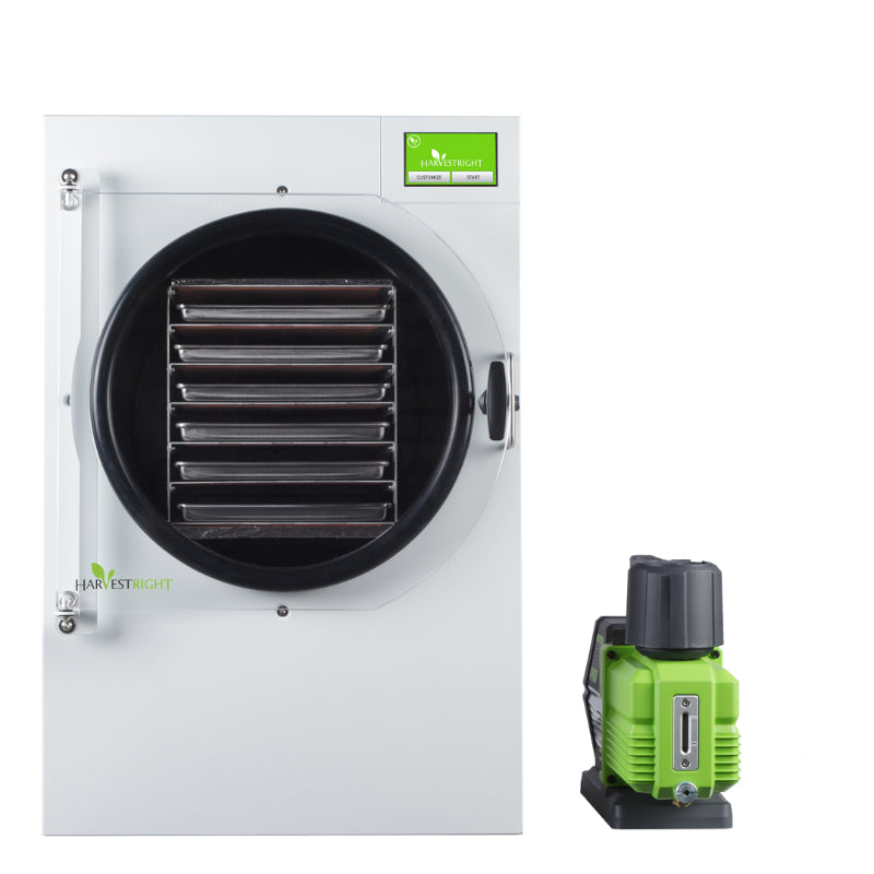 Harvest Right Large 6 Tray White Home Freeze Dryer with XL Premier Vacuum Pump and Mylar Starter Kit