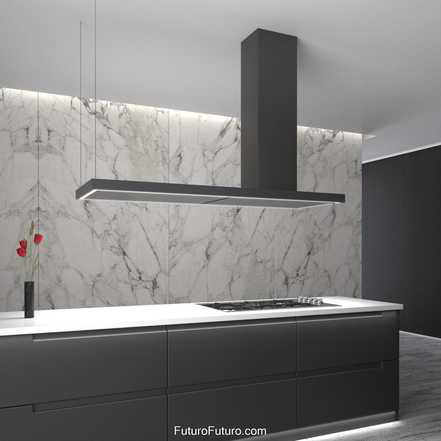 Futuro Turo 69 in. 940 CFM Black Island Mount Range Hood | IS69TURO-BLK