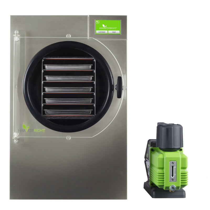 Harvest Right Medium 5 Tray Stainless Steel Home Freeze Dryer with Premier Vacuum Pump and Mylar Starter Kit