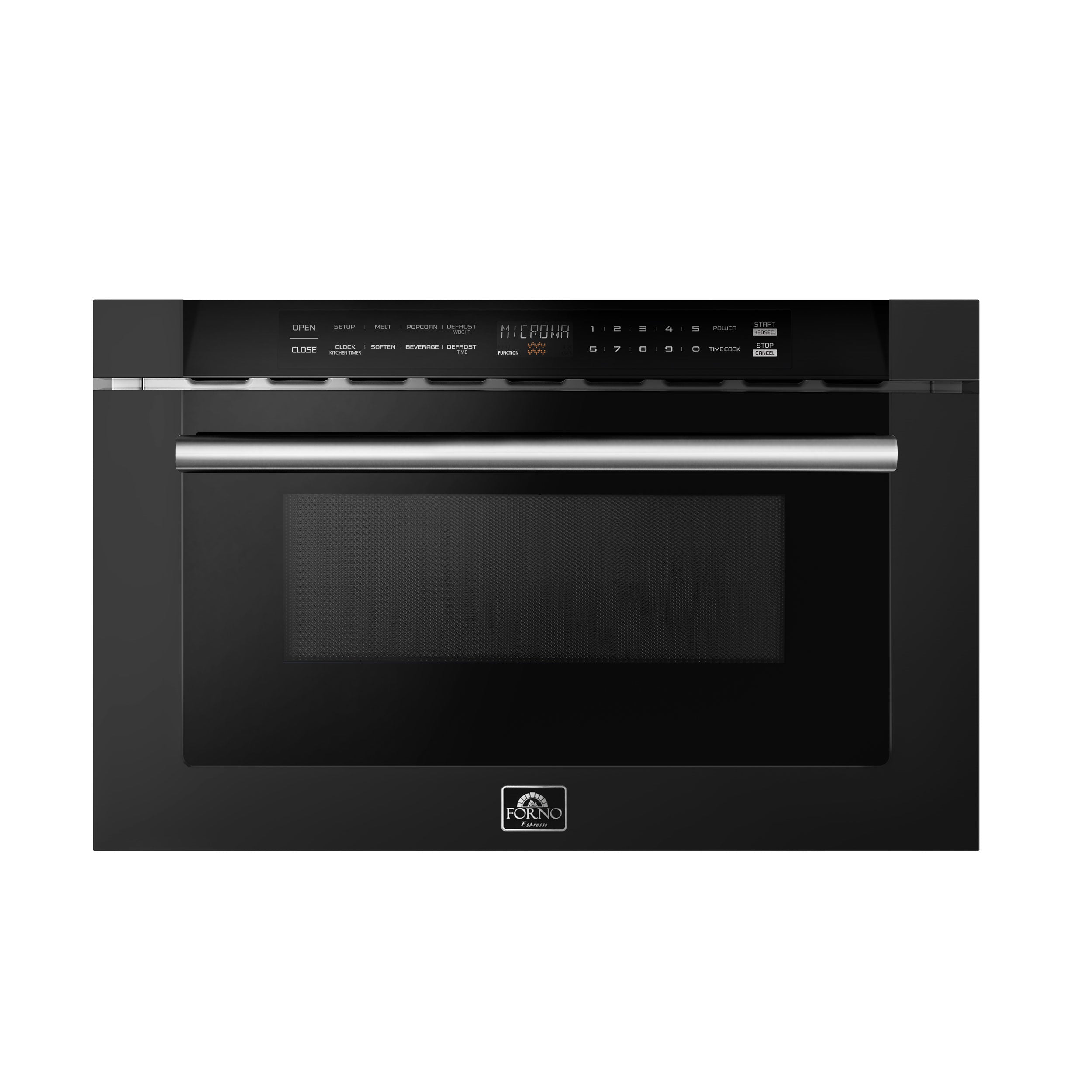 Forno Espresso Capoliveri 24 in. 1.2 cu.ft Black Built-In Microwave Drawer with Antique Brass Handles | FMWDR3000-24BLK