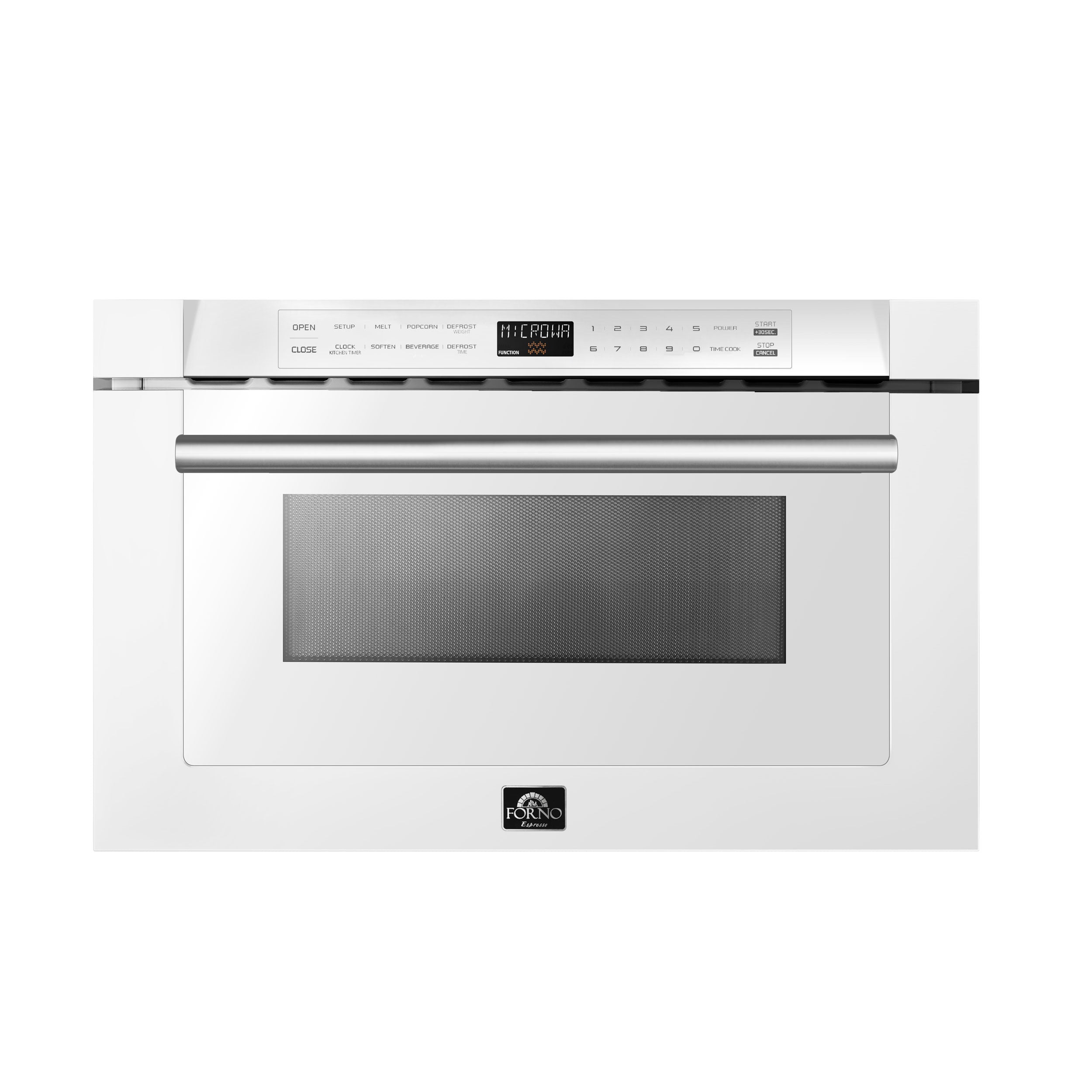 Forno Espresso Capoliveri 24 in. 1.2 cu.ft White Built-In Microwave Drawer with Antique Brass Handles | FMWDR3000-24WHT
