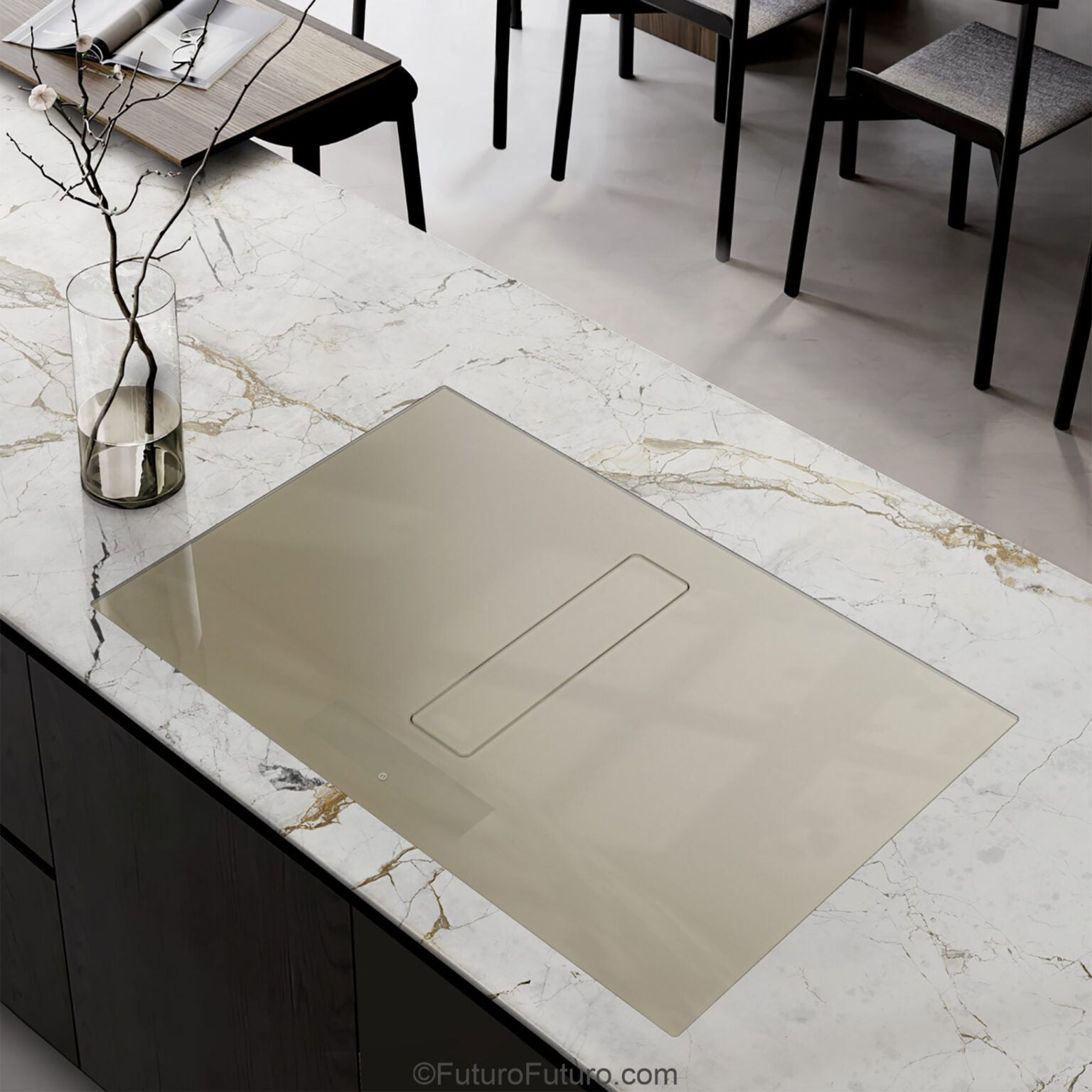 Futuro Portofino 32 in. 940 CFM Champagne Downdraft Induction Cooktop | HB32PORTOFINO-CHM