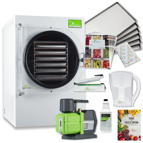 Harvest Right Large 6 Tray White Home Freeze Dryer with XL Premier Vacuum Pump and Mylar Starter Kit