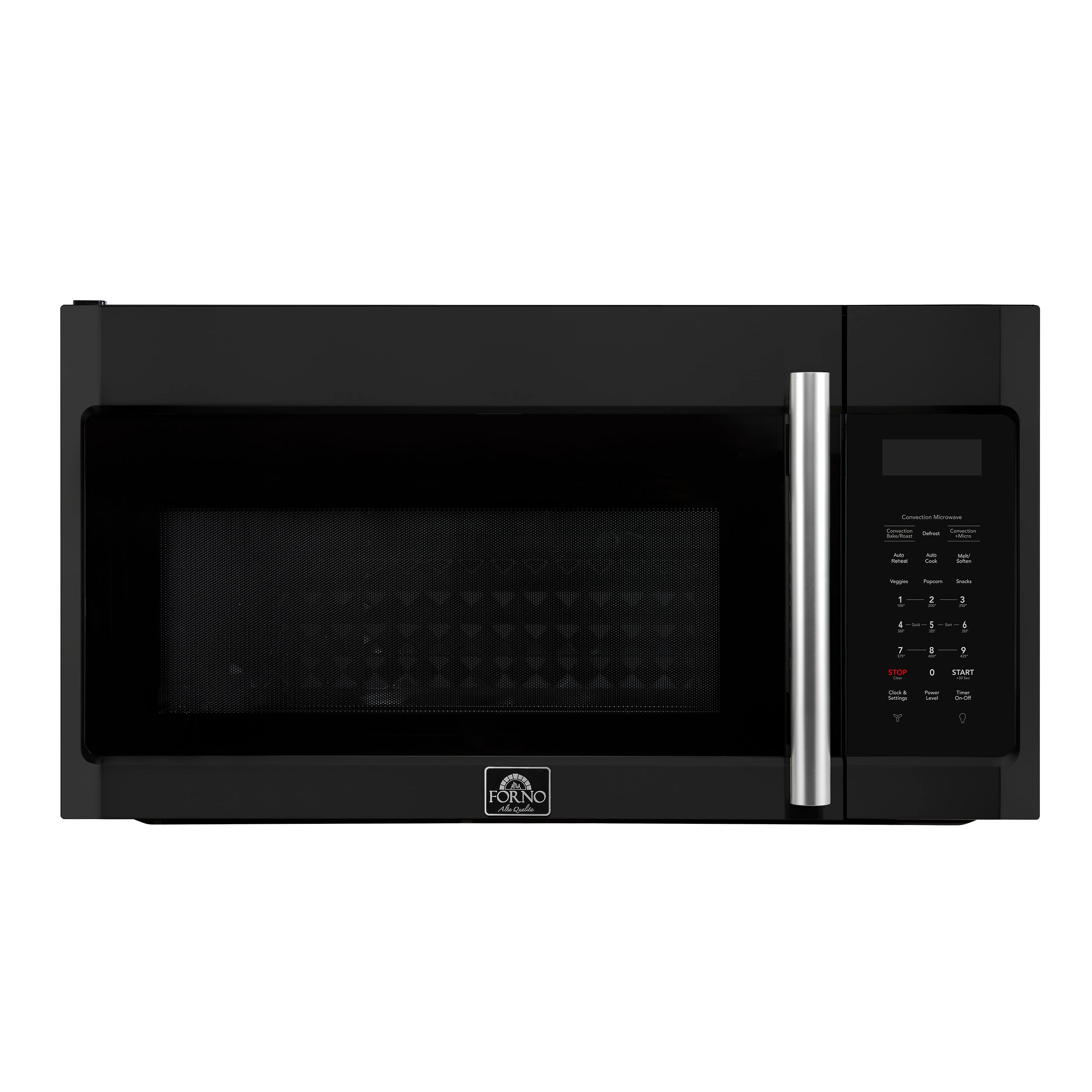 Forno Espresso Fornace 30 in. 1.5 cu.ft 300 CFM Black Over The Range Microwave with Antique Brass Accents | FOTR3038-30BLK