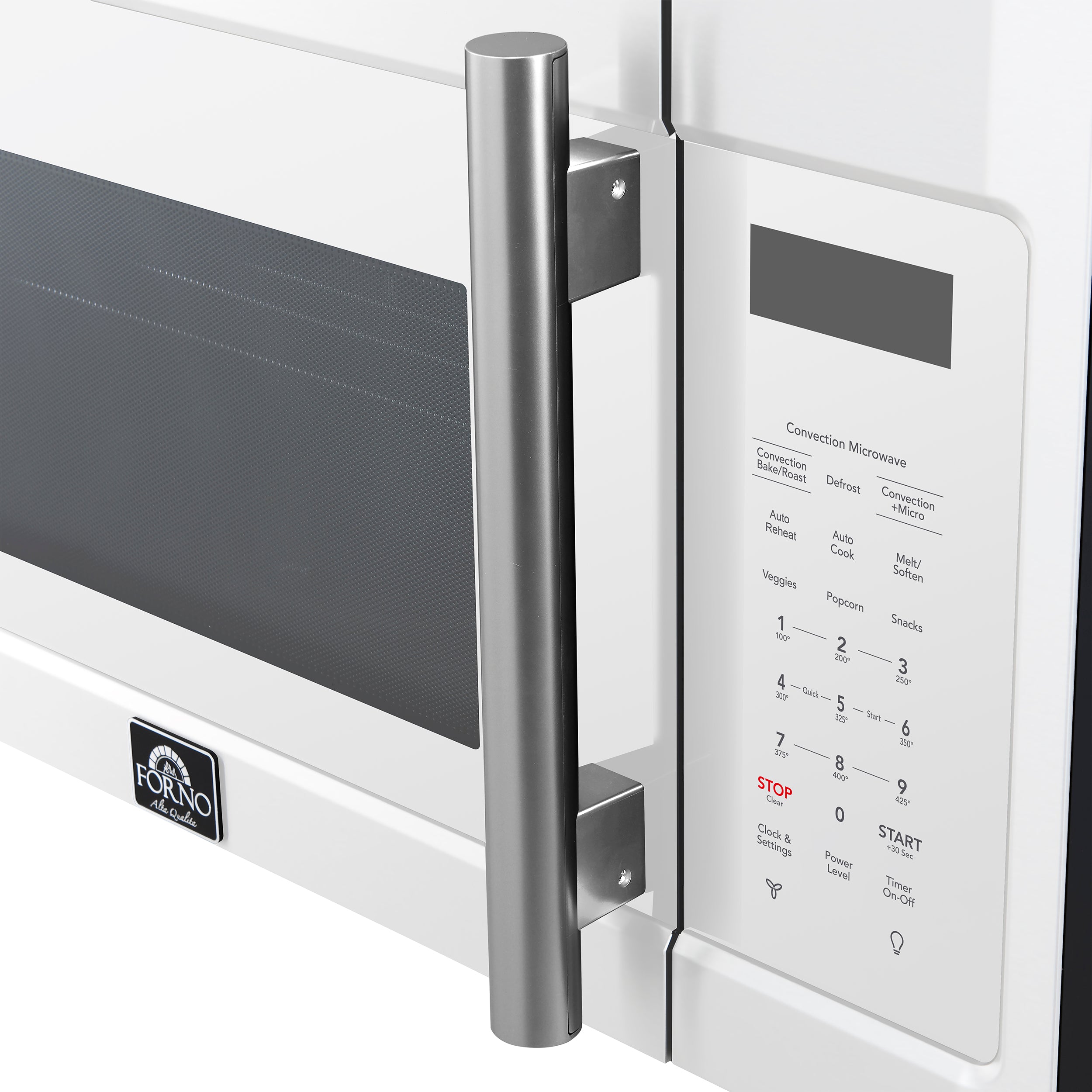 Forno Espresso Fornace 30 in. 1.5 cu.ft 300 CFM White Over The Range Microwave with Antique Brass Accents | FOTR3038-30WHT