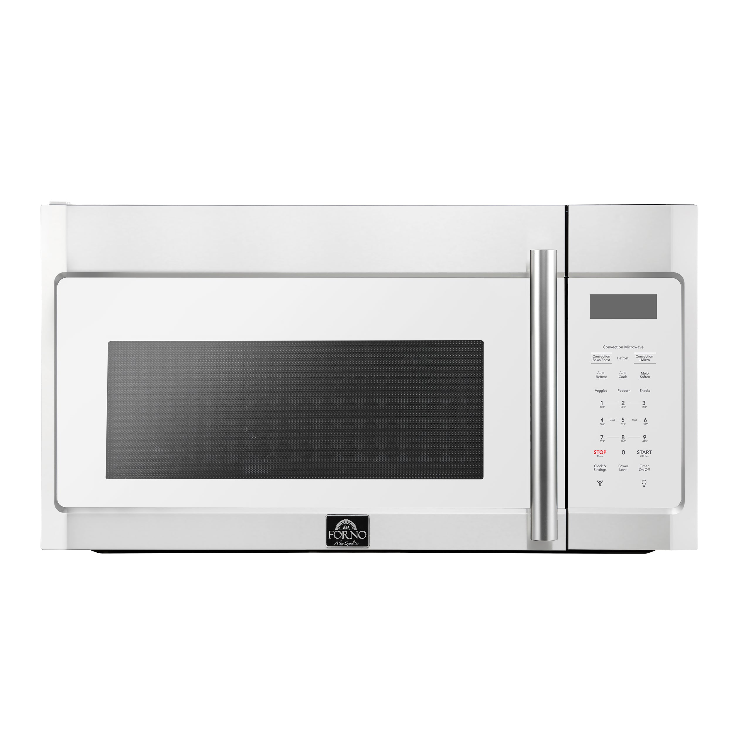 Forno Espresso Fornace 30 in. 1.5 cu.ft 300 CFM White Over The Range Microwave with Antique Brass Accents | FOTR3038-30WHT