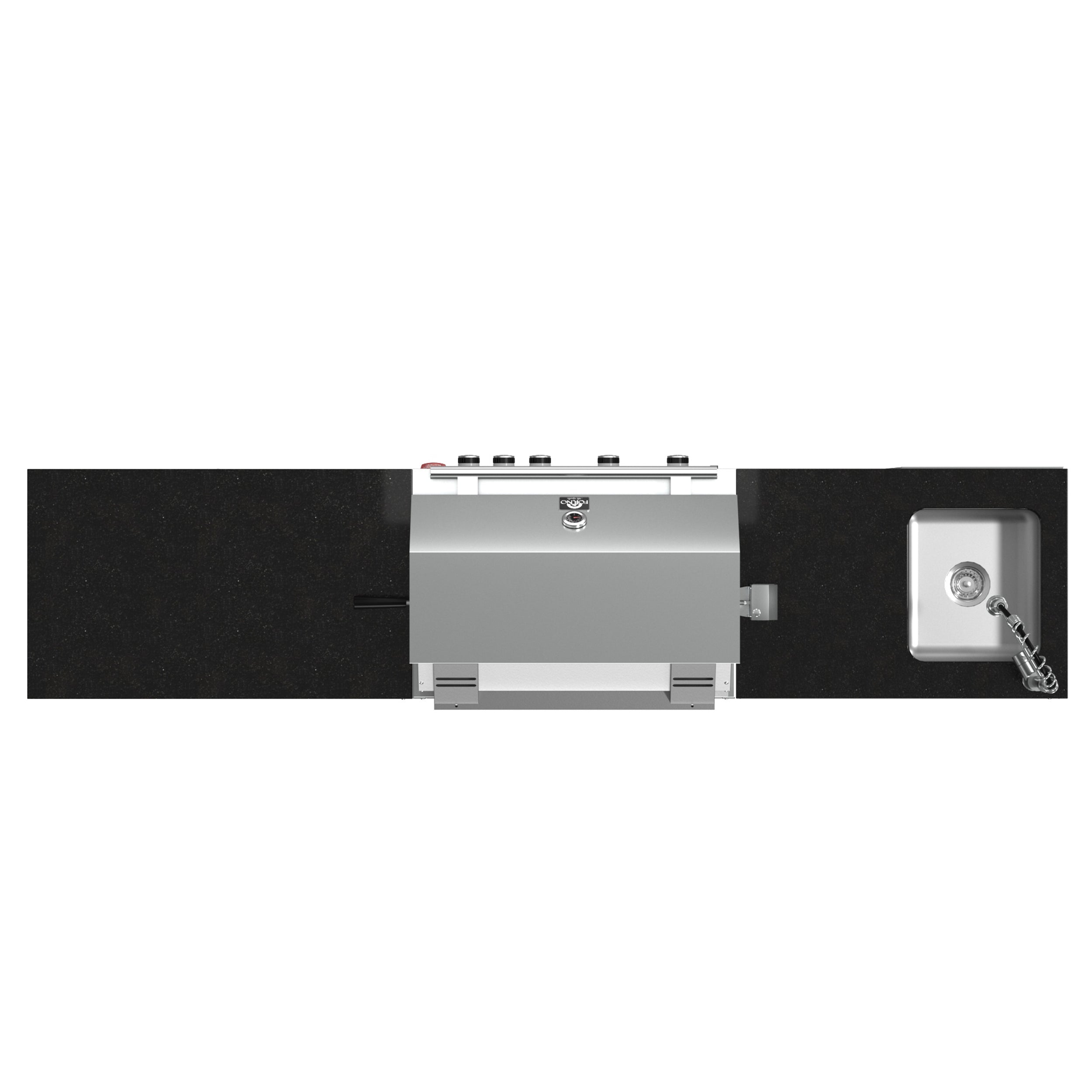 FORNO Bulnes 30-Inch BBQ, 60,000 BTU, 3 Burners with Sear & Rotisserie Infrared Burners, Stainless Steel Outdoor Kitchen with 1.8 cu.ft. Beverage Center & Black Granite Countertops