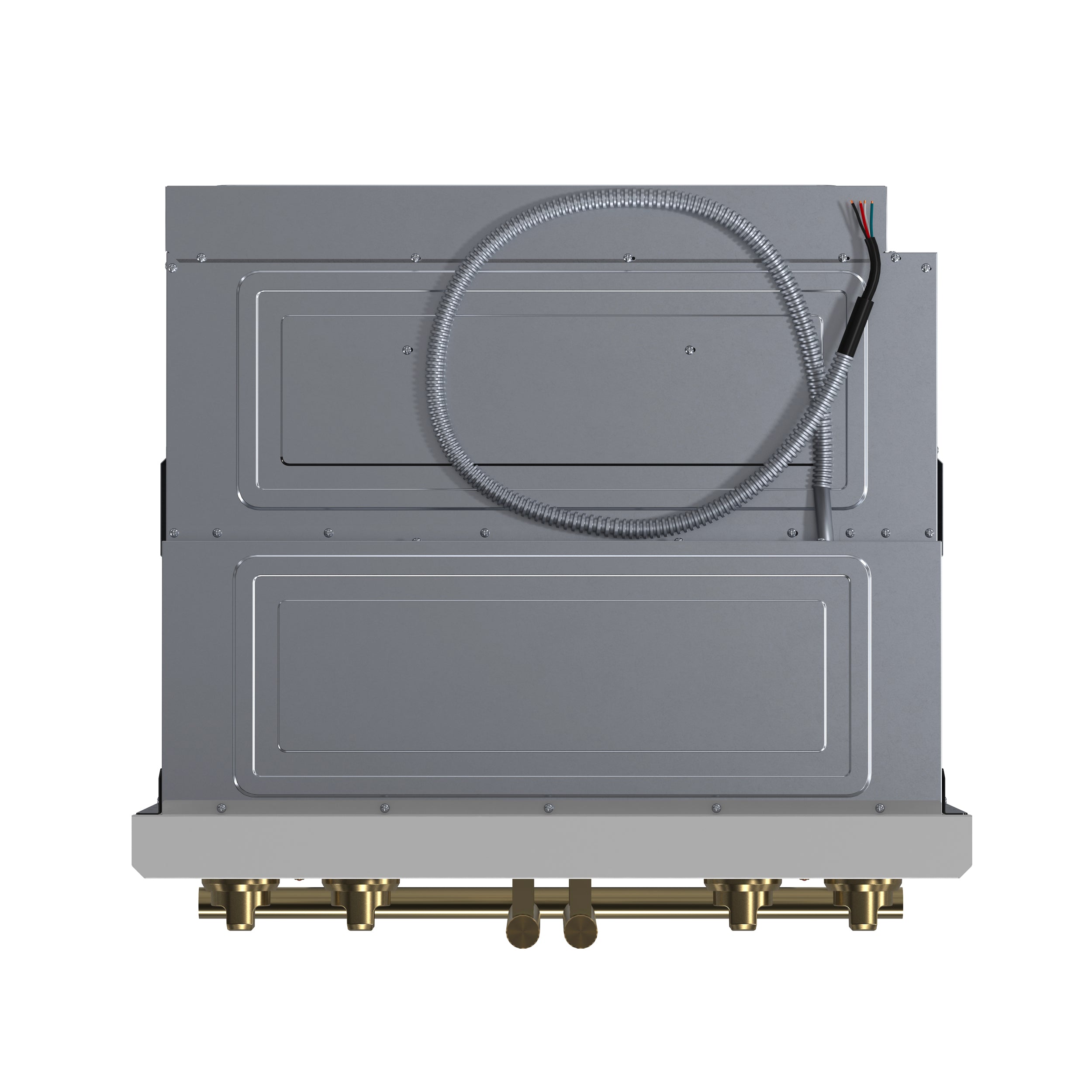 Forno Asti 30 in. 7.36 cu.ft. White Self-Cleaning Double Electric Wall Oven with Air Fry, Sous Vide and Antique Brass Accents | FBOEL1340-30WHT