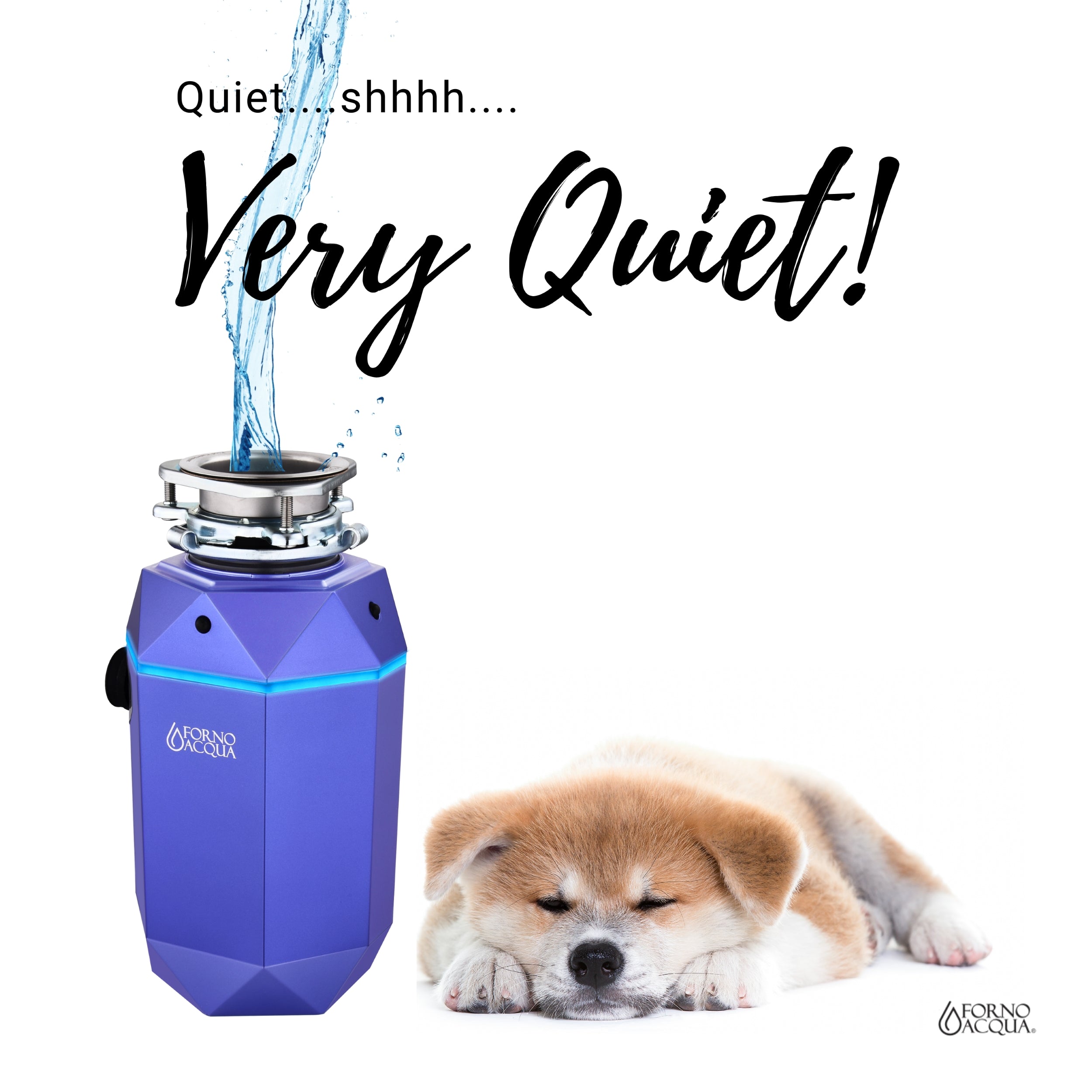 FORNO ACQUA BrightDIAMOND Amethyst 3/4HP Super Quiet Garbage Disposal Corded with Motion Sensor Cabinet Light & Pre-Wired Air Switch