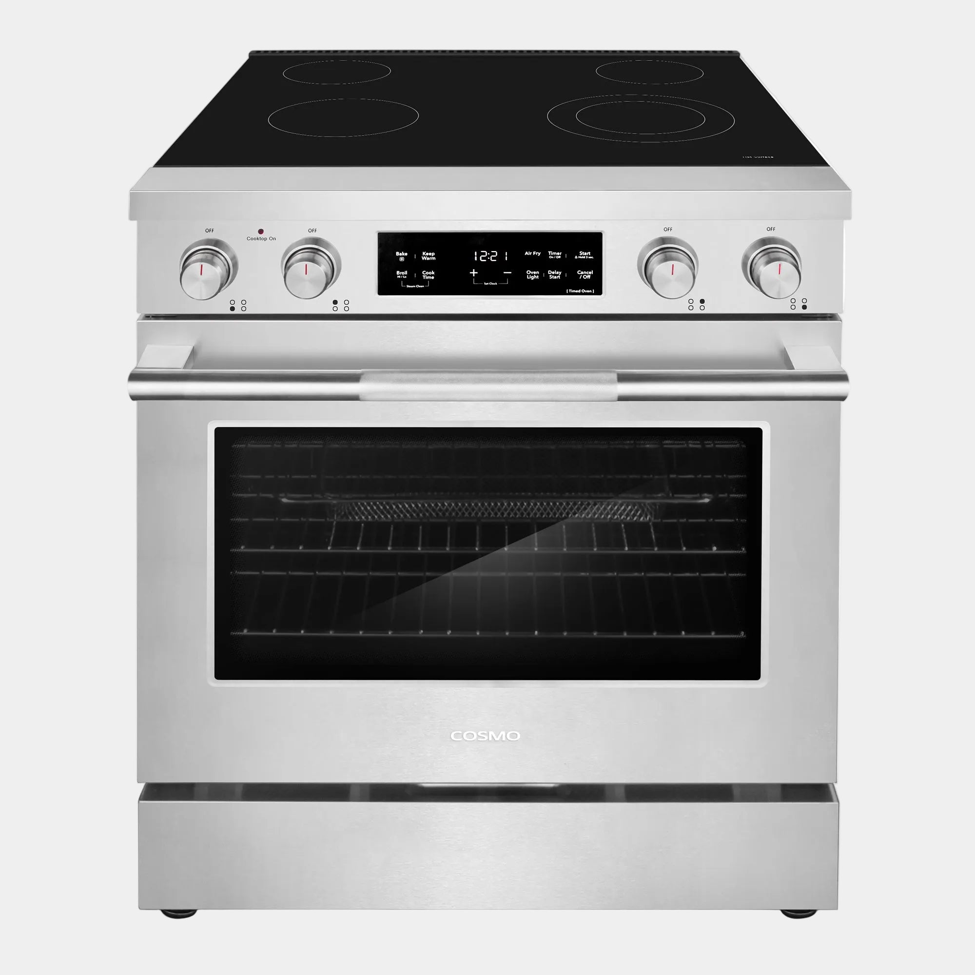 Cosmo Stellar 30 in. 4.8 cu. ft. 4-Burner Stainless Steel Electric Range with Storage Drawer | COS-RES304SS