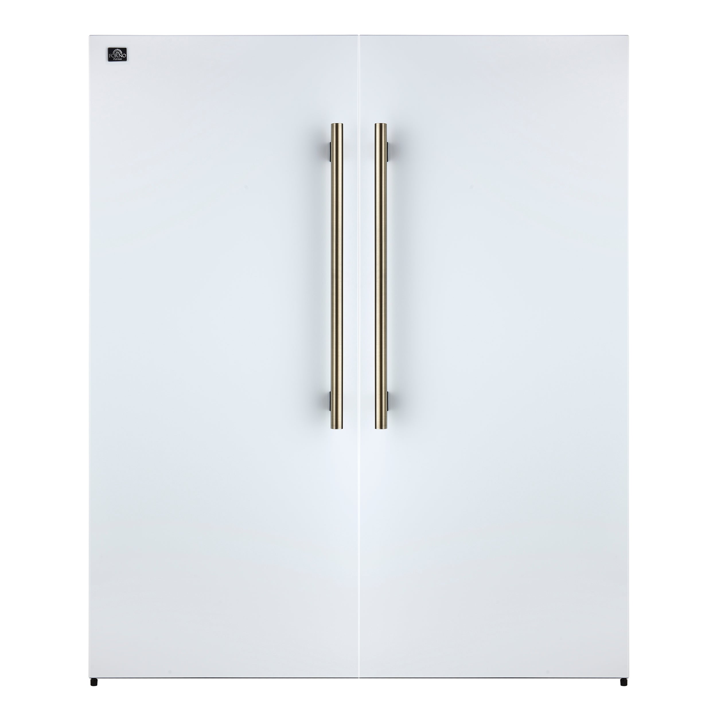 Forno Maderno 60 in. 27.2 cu.ft. White Built-In Convertible Refrigerator/Freezer with Grill Trim Kit and Antique Brass Handles | FFFFD1722-60SG-WHT