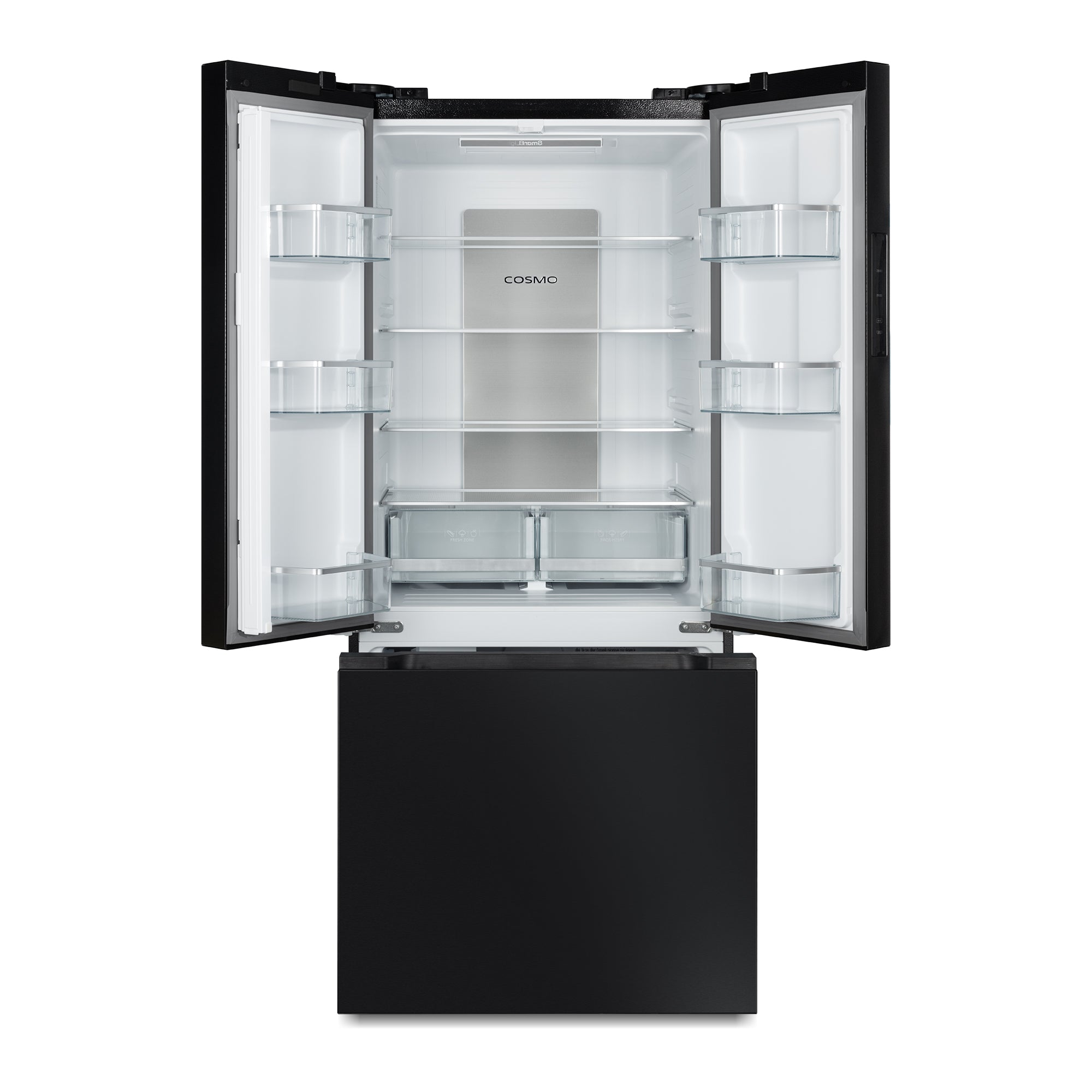 Cosmo Vista 30 in. 17.5 cu. ft. Black French Door Refrigerator with Recessed Handles and Ice Maker | COS-RFFV183RBK