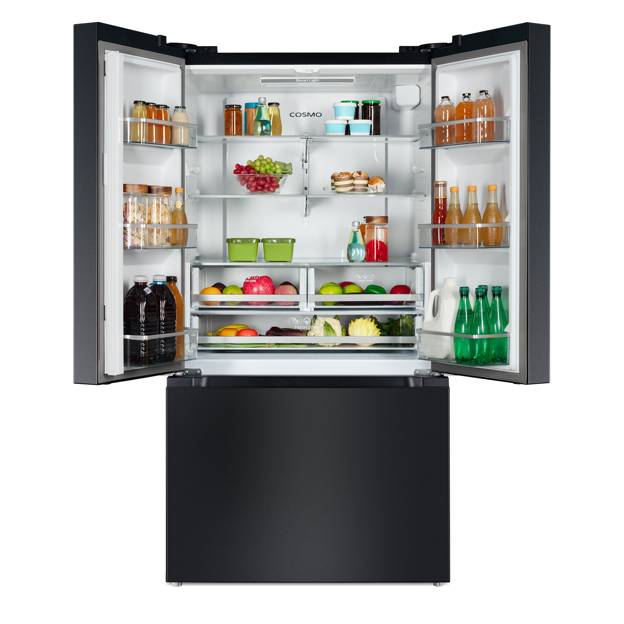 Cosmo Vista 36 in. 27.4 cu. ft. Black French Door Refrigerator with Recessed Handles and Ice Maker | COS-RFFV283RBK