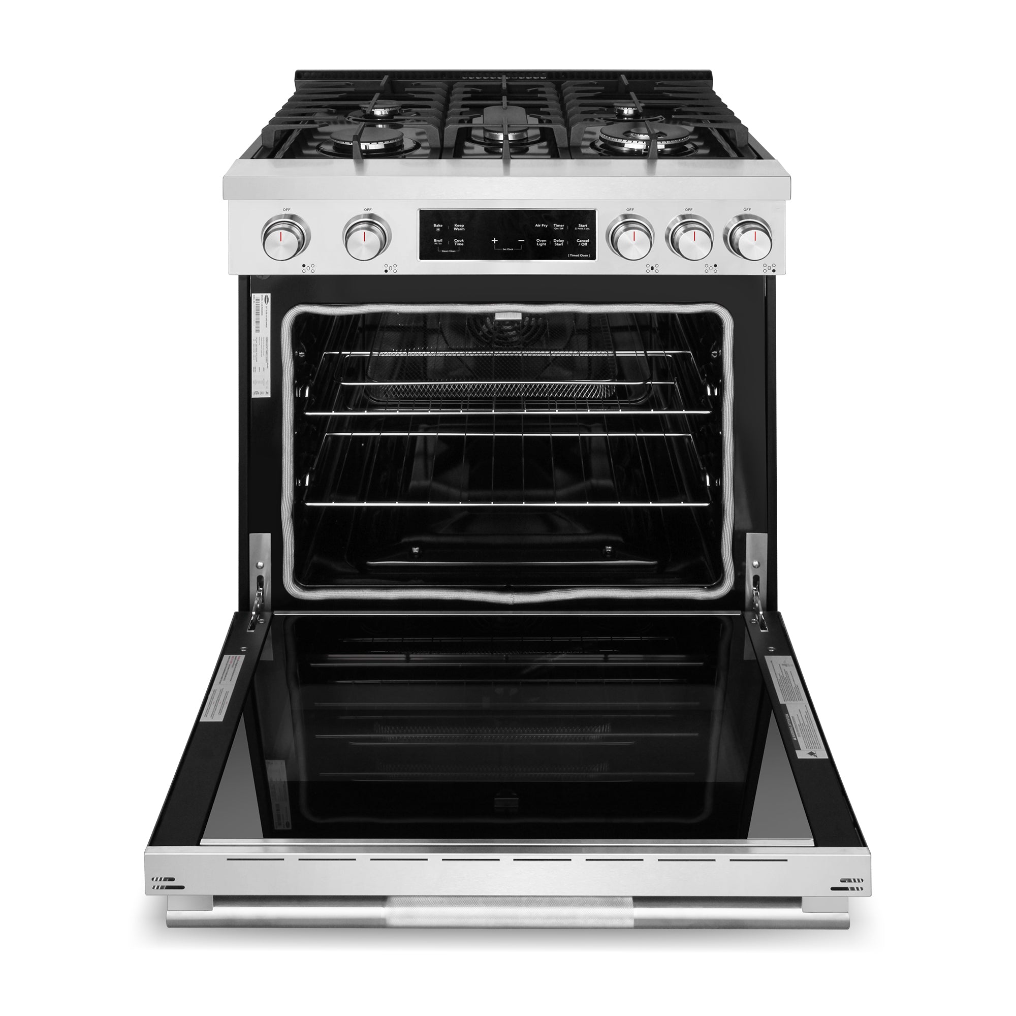 Cosmo Stellar 30 in. 4.8 cu. ft. 5-Burner Stainless Steel Gas Range with Air Fry, and Storage Drawer | COS-RGS305SS