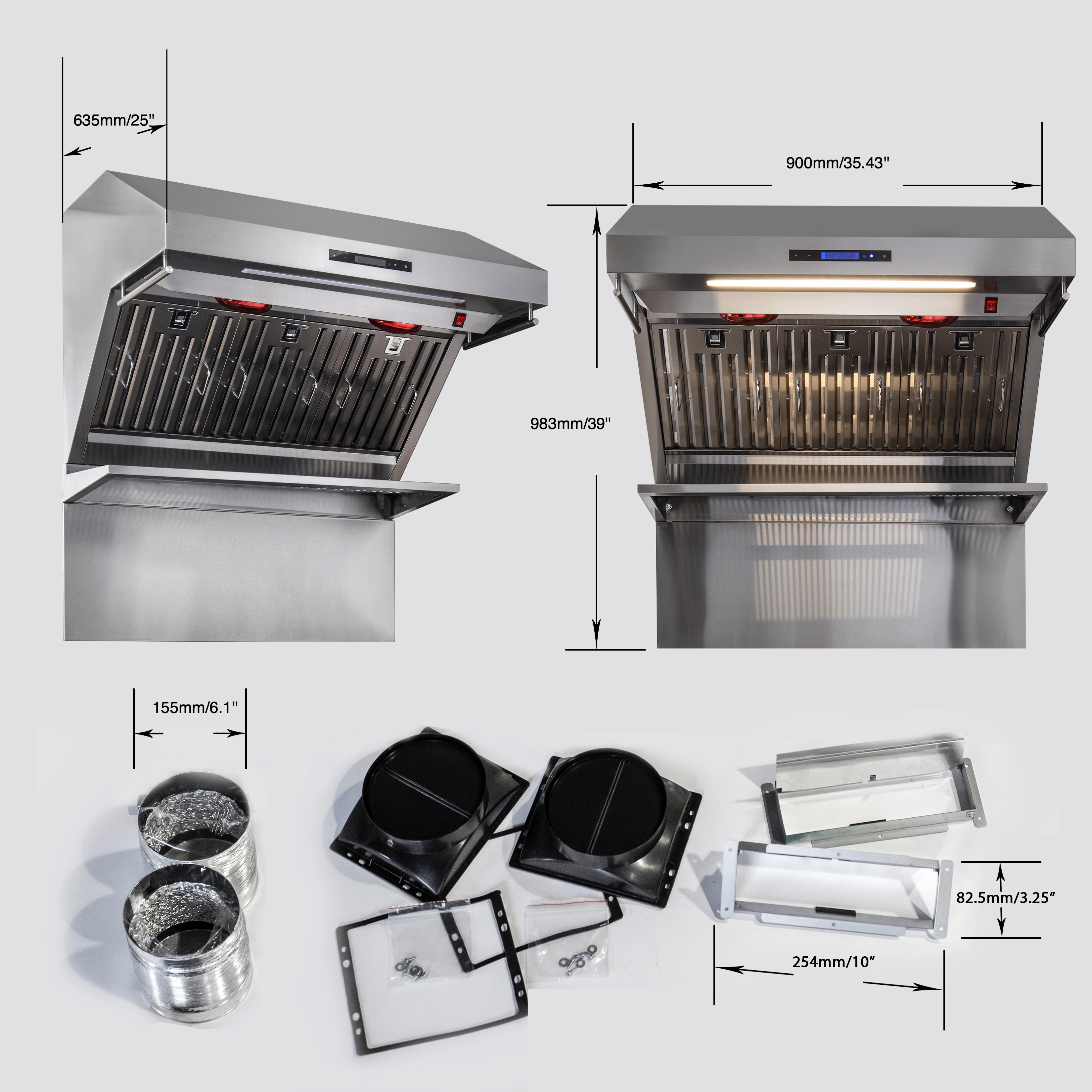Forno Savona 36 in. 1200 CFM Stainless Steel Wall Mount Range Hood with Back Splash and Baffle Filters | FRHWM5029-36