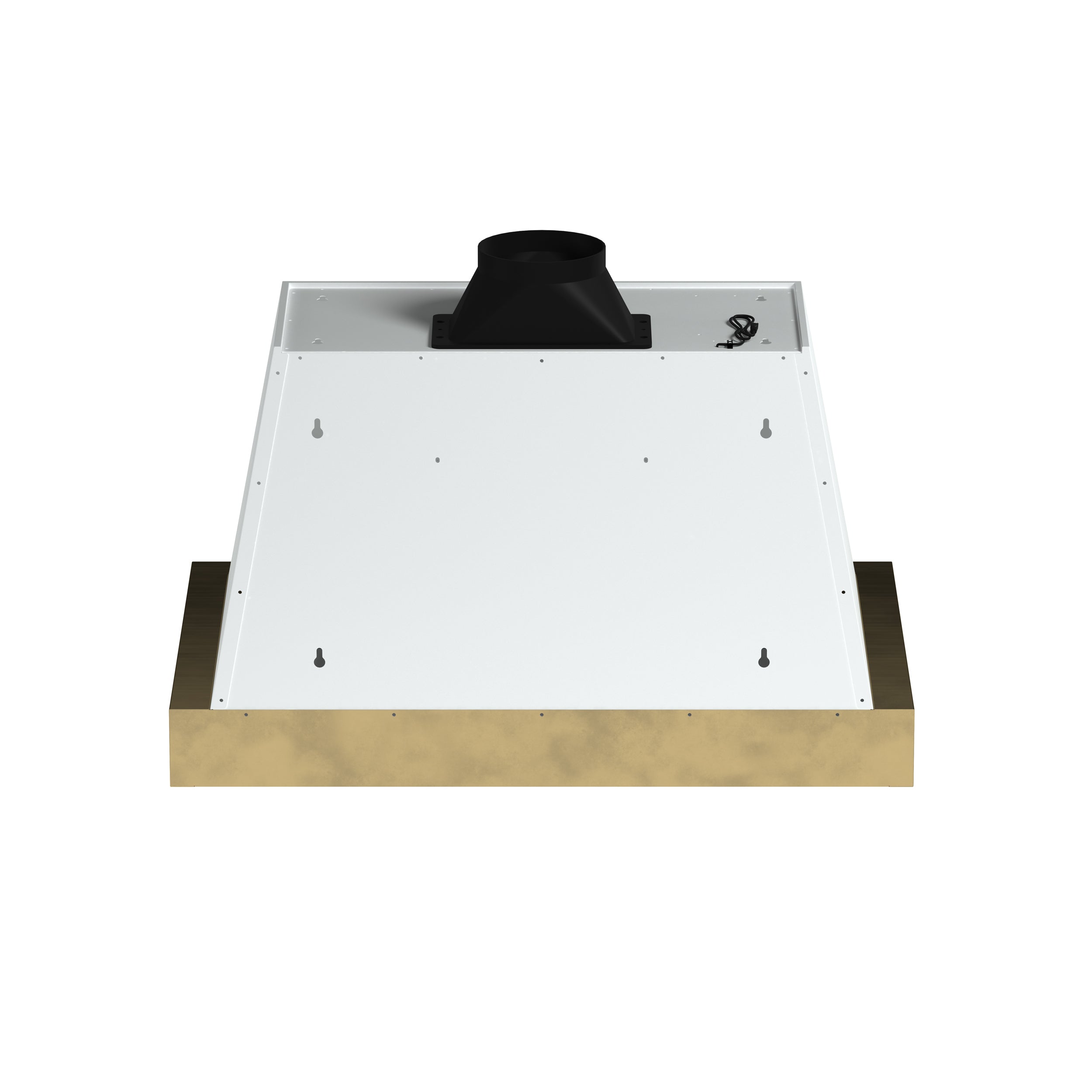 Forno Vittorio 36-Inch Wall Mount Range Hood, White with Antique Brass Trim, 600 CFM Airflow, Dishwasher-Safe Baffle Filters, Remote Control, 3-Speed Fan, Bright LED Lighting.