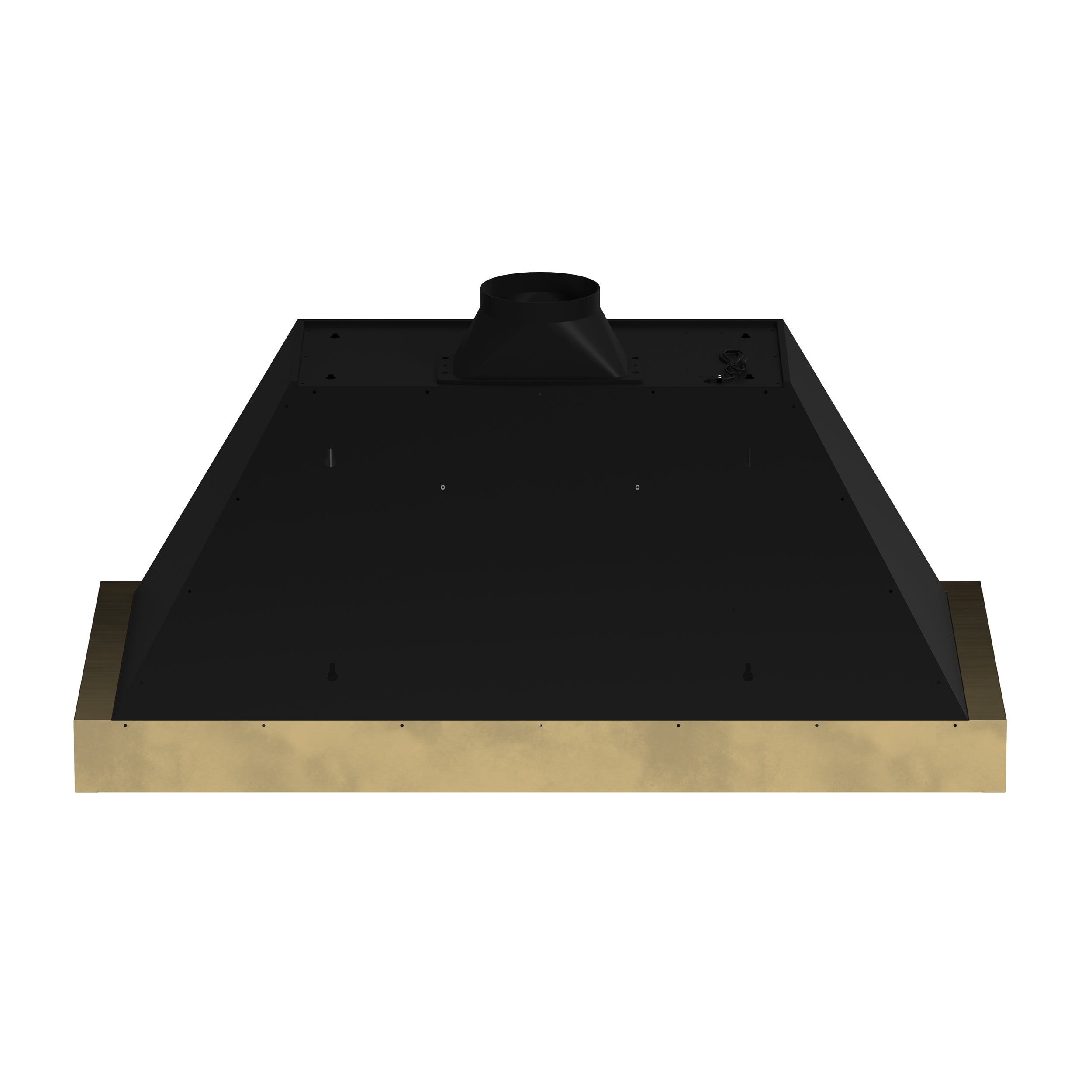 Forno Vittorio 48-Inch Wall Mount Range Hood, Black with Antique Brass Trim, 600 CFM Airflow, Dishwasher-Safe Baffle Filters, Remote Control, 3-Speed Fan, Bright LED Lighting.