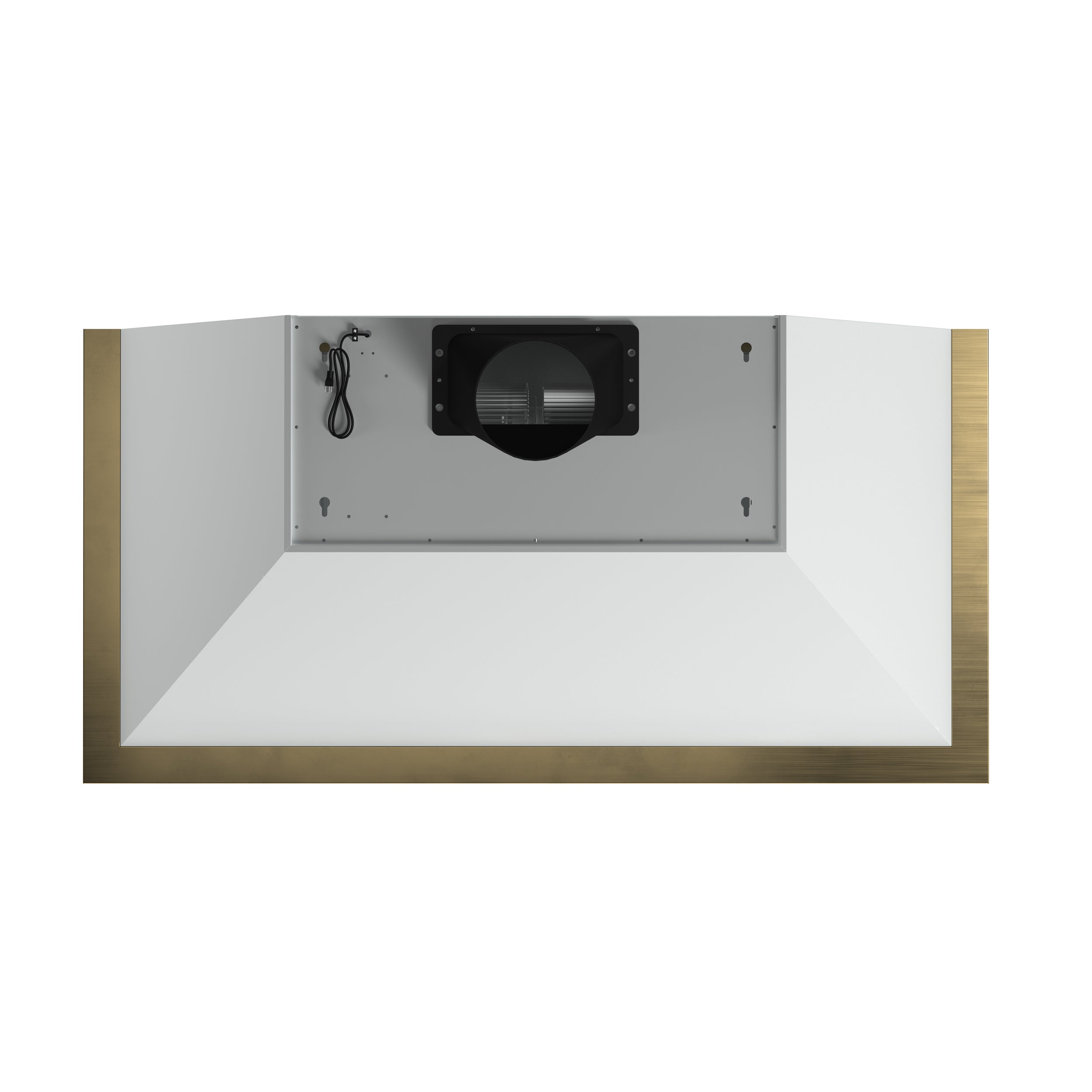 Forno Vittorio 48-Inch Wall Mount Range Hood, White with Antique Brass Trim, 600 CFM Airflow, Dishwasher-Safe Baffle Filters, Remote Control, 3-Speed Fan, Bright LED Lighting