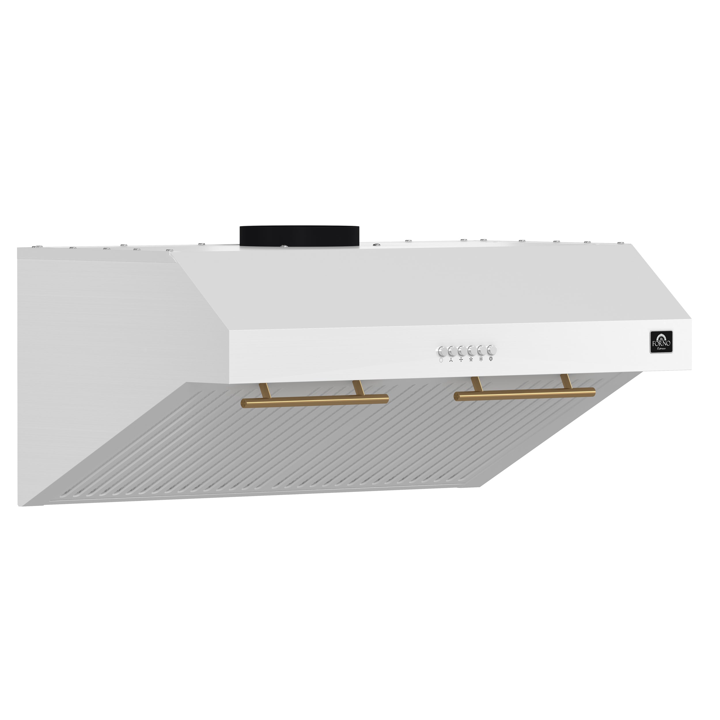 Forno Espresso Bari 30 in. 400 CFM White Under-Counter Range Hood with Antique Brass Accents | FRHUC5255-30WHT