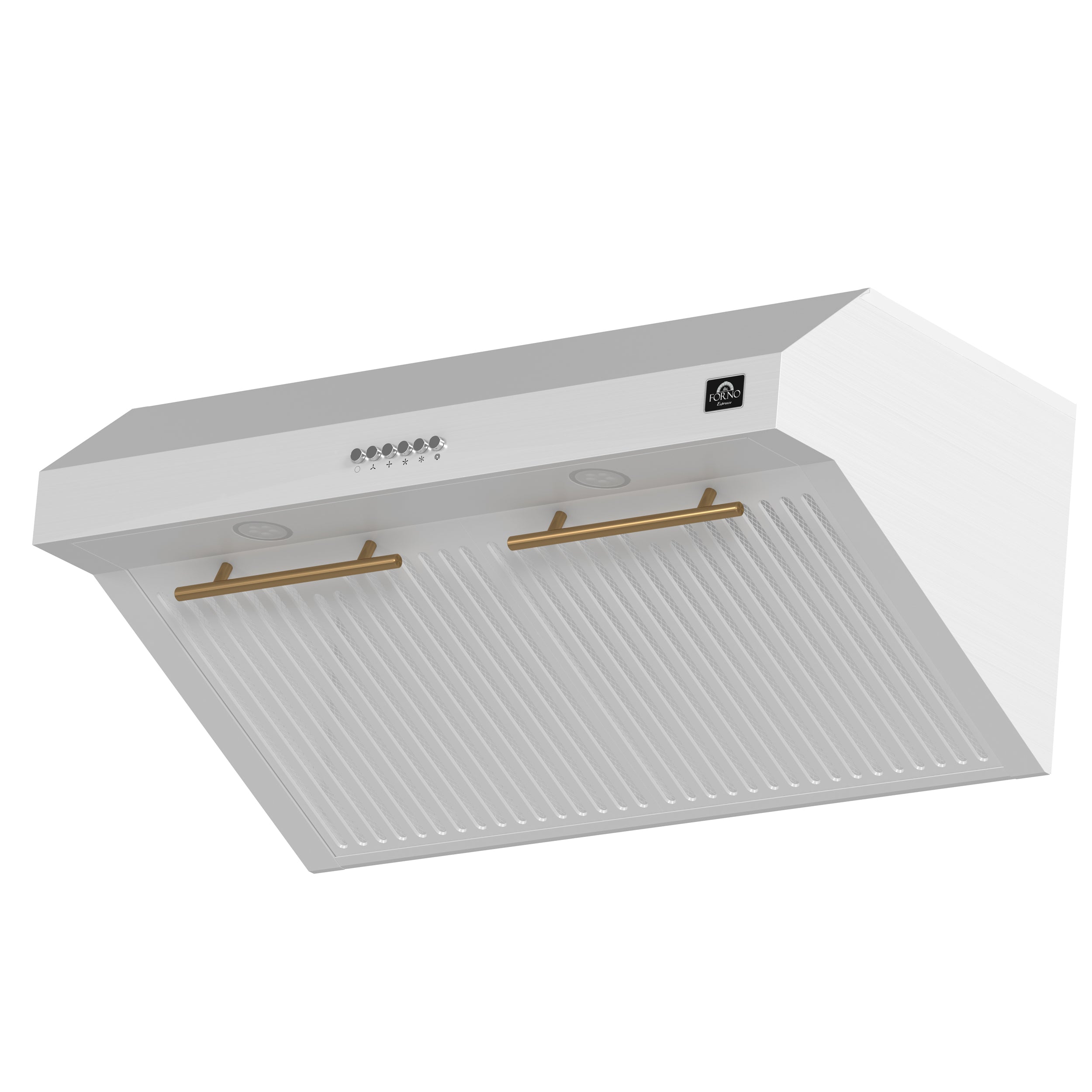 Forno Espresso Bari 30 in. 400 CFM White Under-Counter Range Hood with Antique Brass Accents | FRHUC5255-30WHT