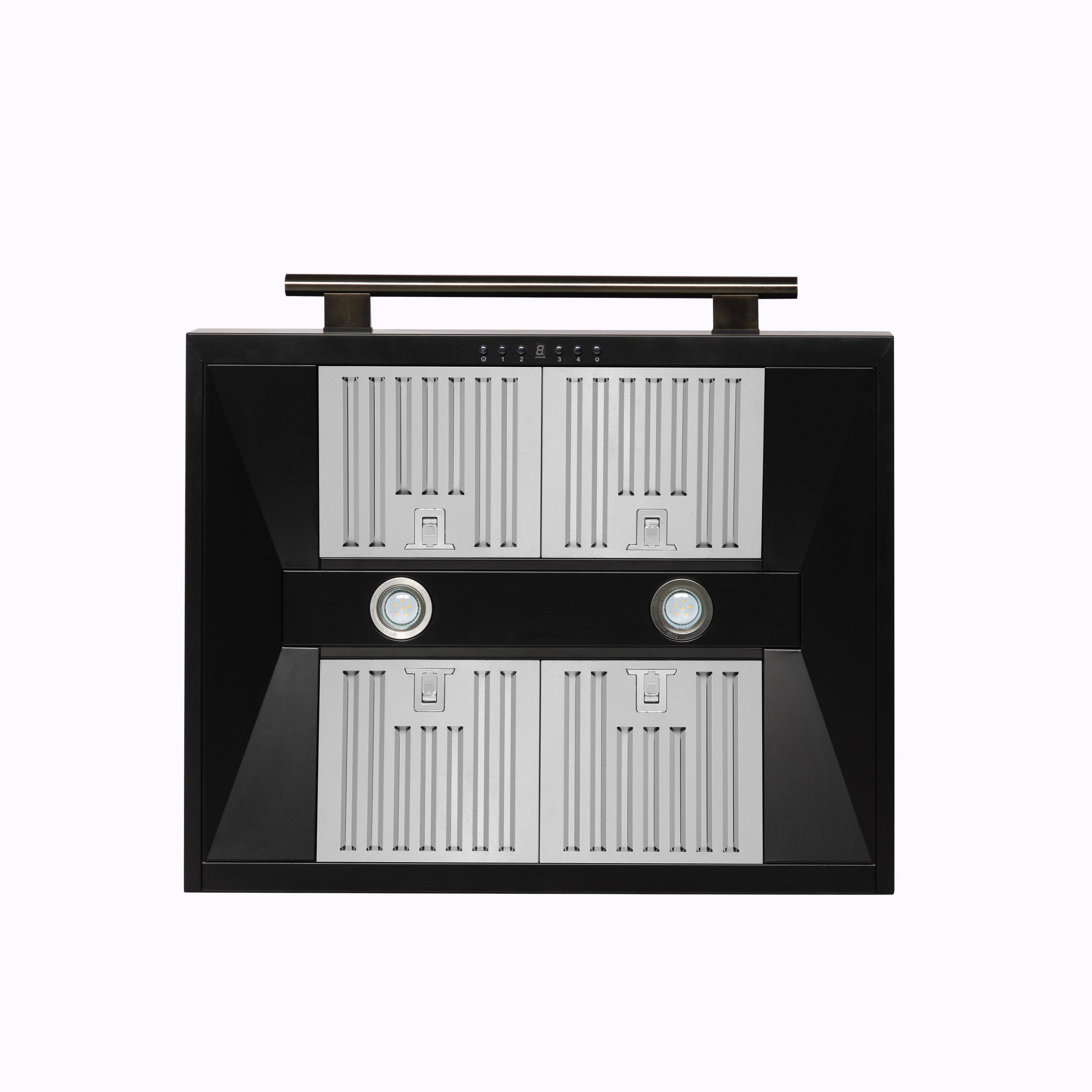 Forno Aria 30 in. 600 CFM Black Convertible Wall Mount Range Hood with Antique Brass Accents | FRHWM5095-30BLK