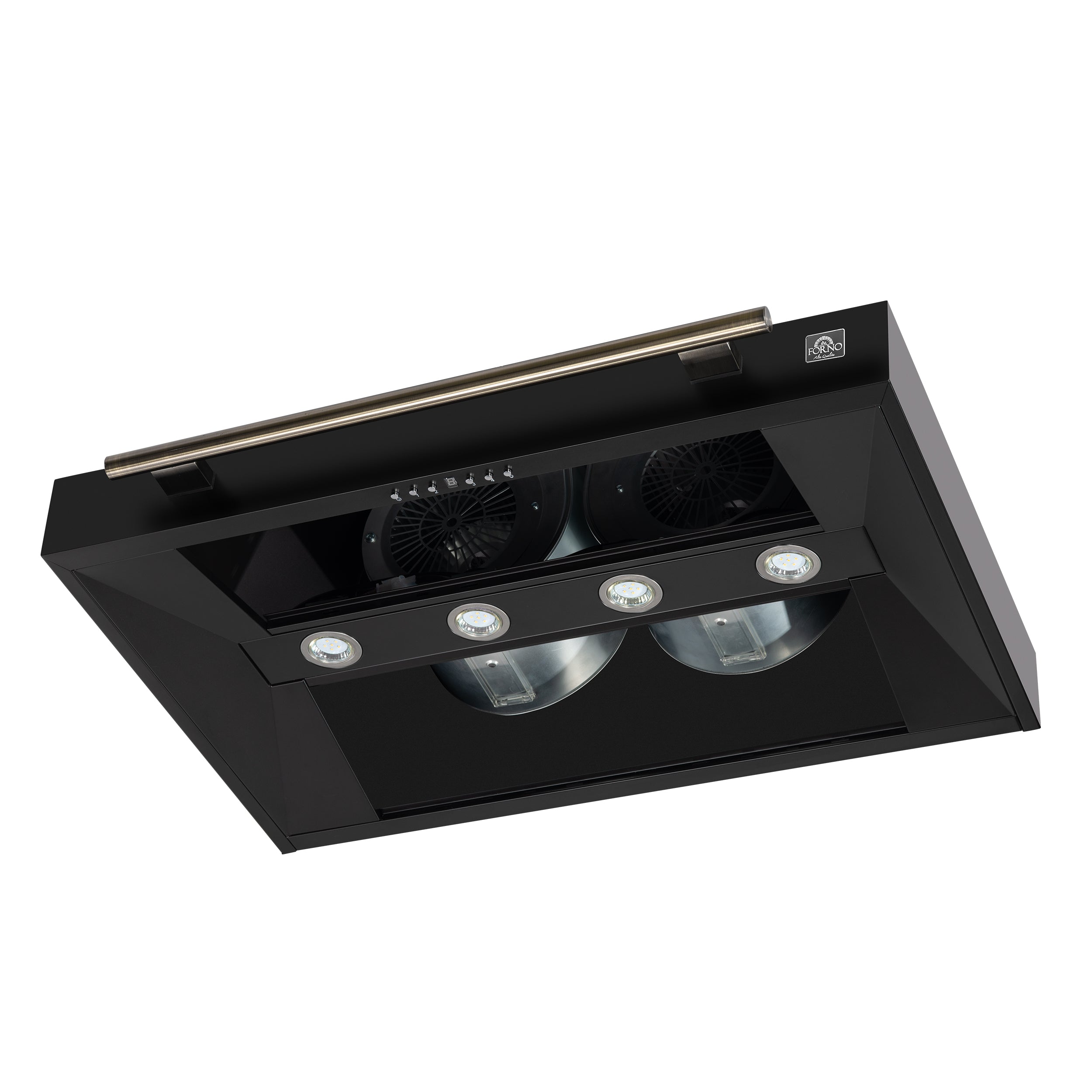 Forno Aria 36 in. 1200 CFM Black Wall Mount Range Hood with Antique Brass Accents | FRHWM5095-36WHT