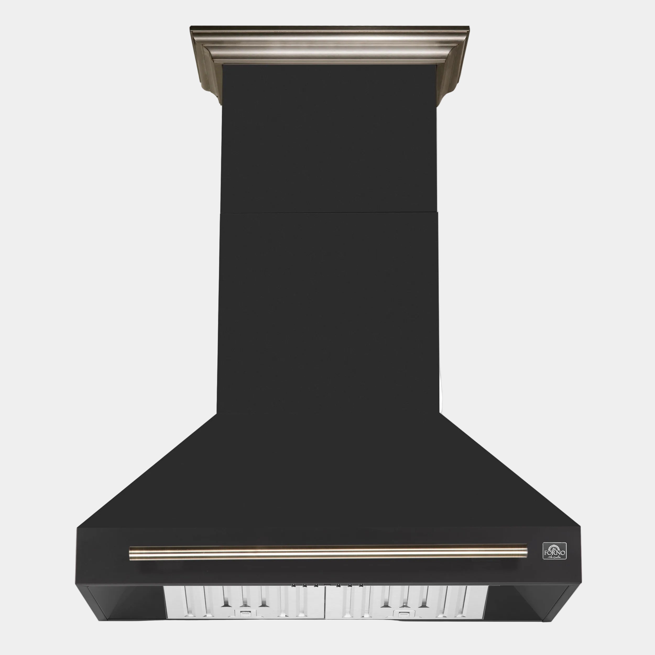 Forno Aria 36 in. 1200 CFM Black Wall Mount Range Hood with Antique Brass Accents | FRHWM5095-36WHT
