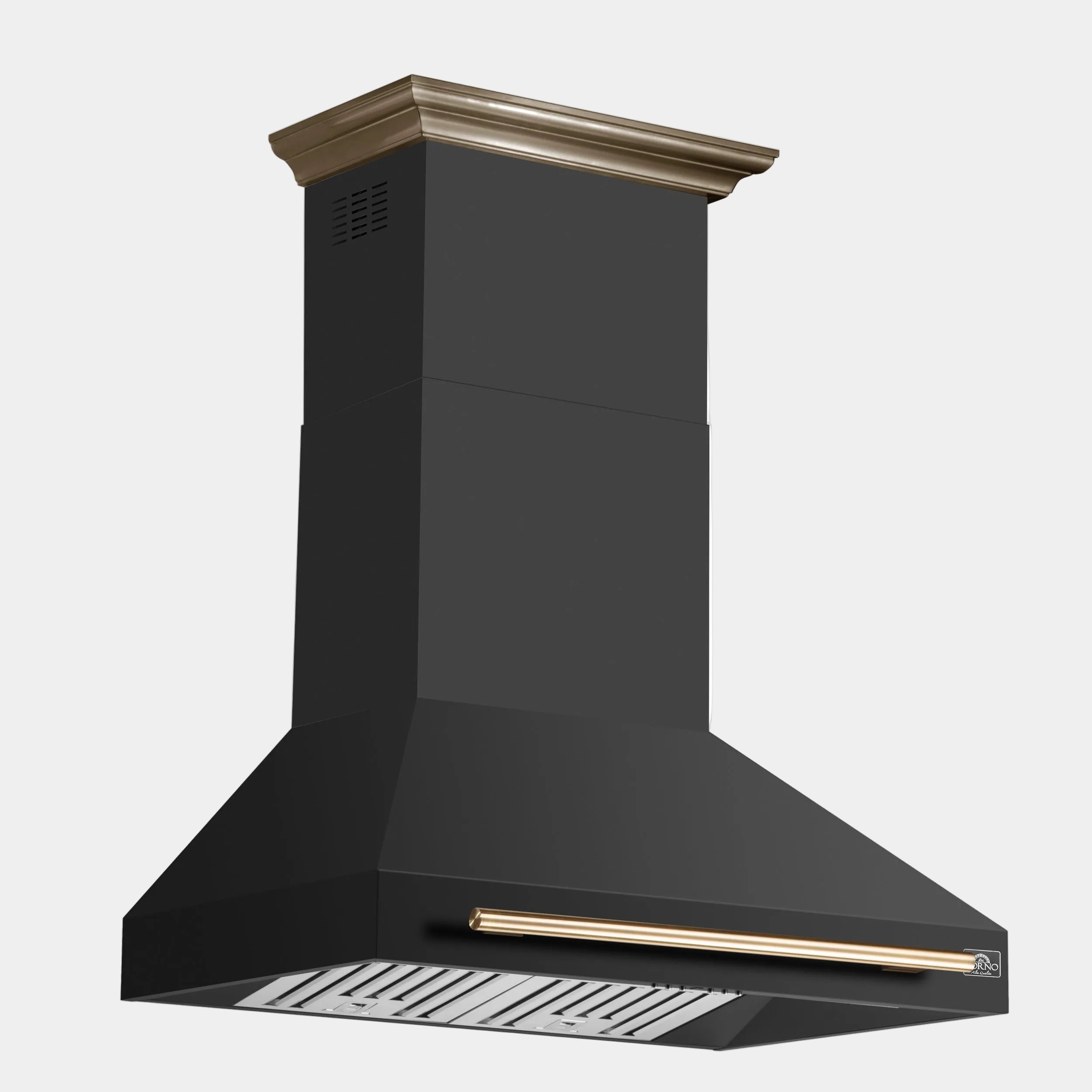 Forno Aria 36 in. 1200 CFM Black Wall Mount Range Hood with Antique Brass Accents | FRHWM5095-36WHT