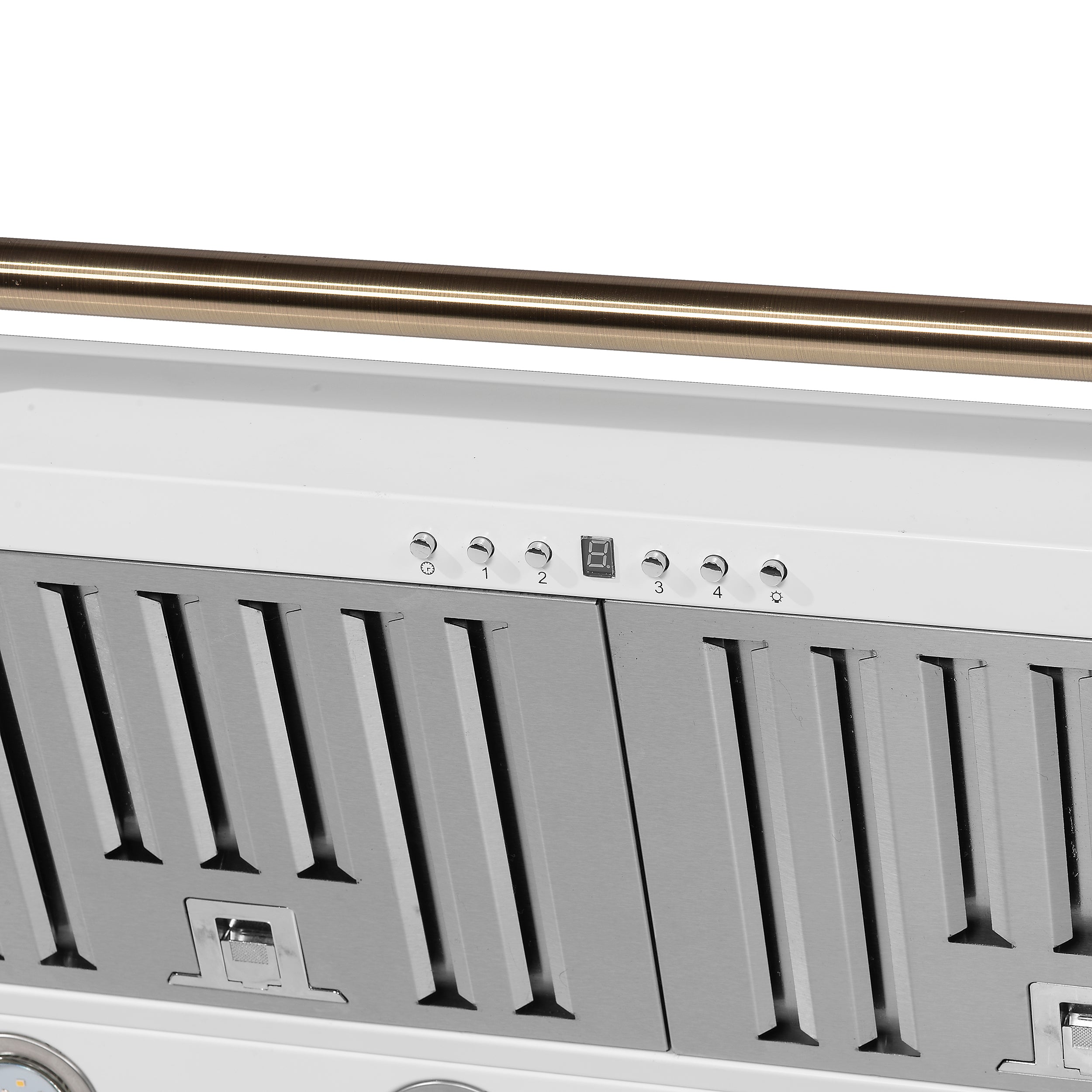 Forno Aria 36 in. 1200 CFM White Wall Mount Range Hood with Antique Brass Accents | FRHWM5095-36WHT