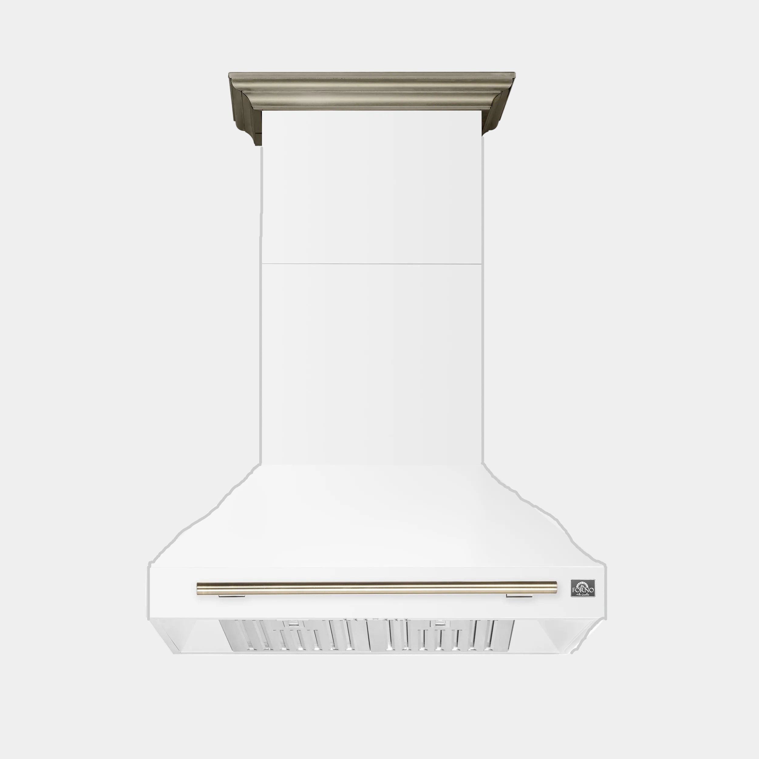 Forno Aria 36 in. 1200 CFM White Wall Mount Range Hood with Antique Brass Accents | FRHWM5095-36WHT