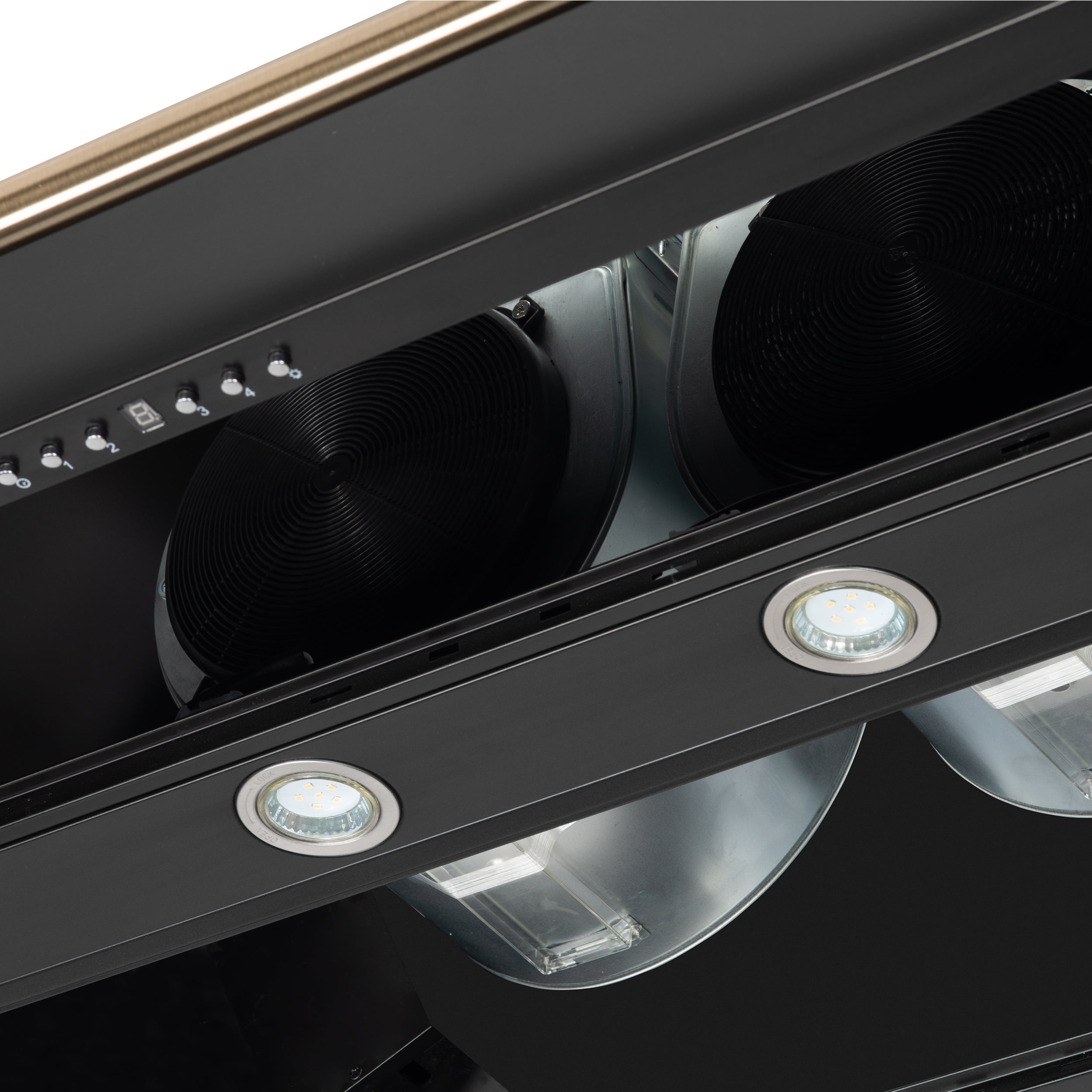 Forno Aria 48 in. 1200 CFM Black Wall Mount Range Hood with Antique Brass Accents | FRHWM5095-48BLK