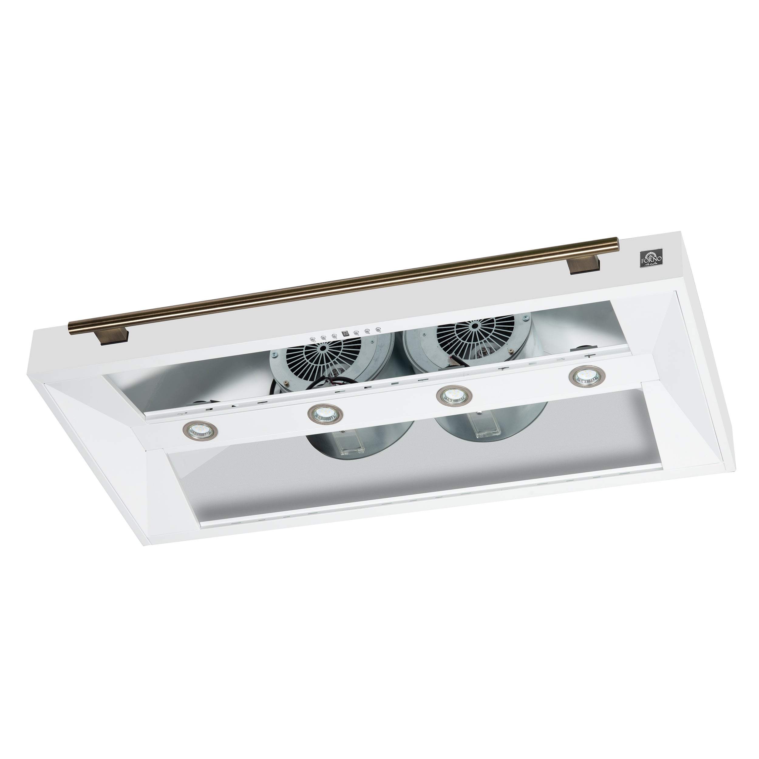 Forno Aria 48 in. 1200 CFM White Wall Mount Range Hood with Antique Brass Accents | FRHWM5095-48WHT