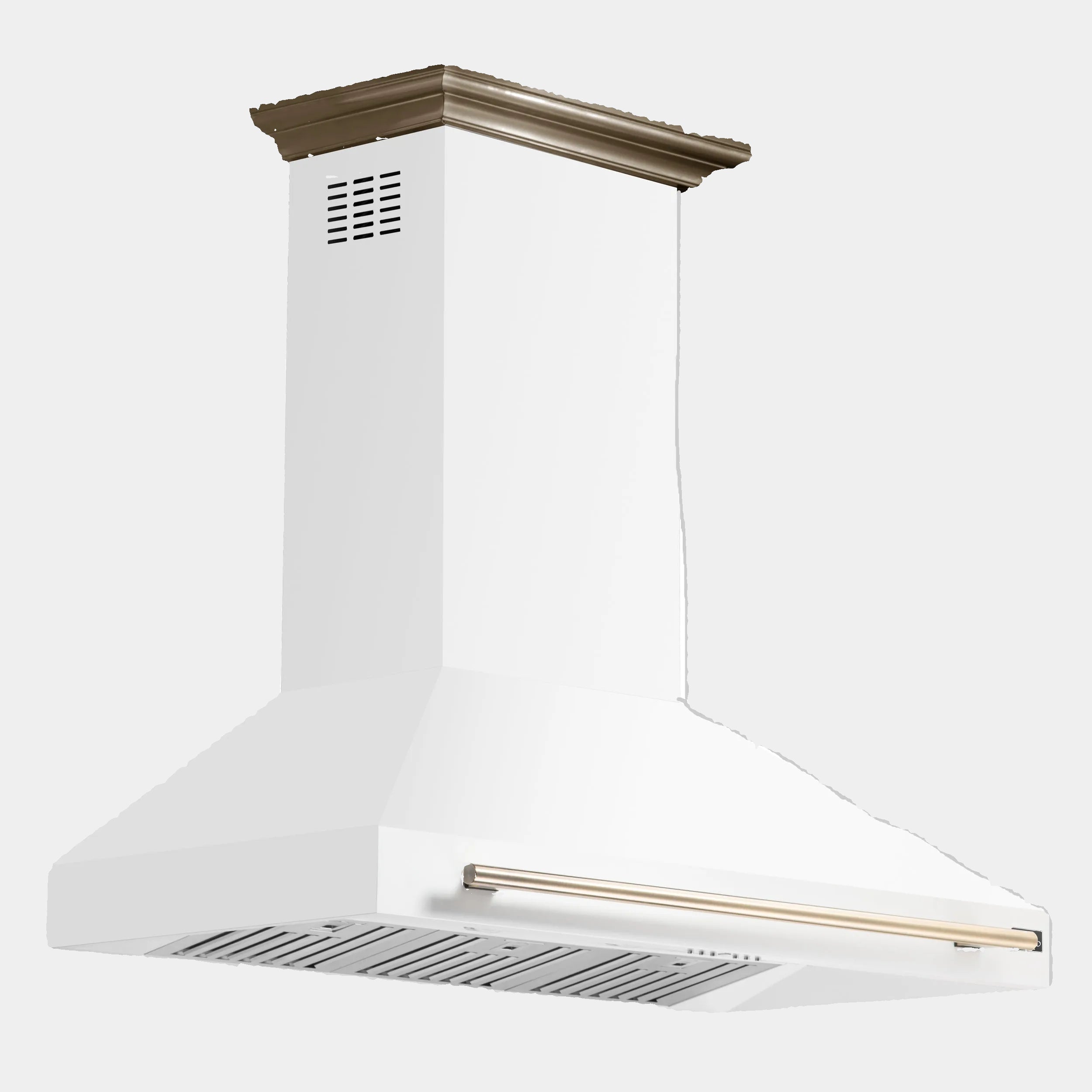 Forno Aria 48 in. 1200 CFM White Wall Mount Range Hood with Antique Brass Accents | FRHWM5095-48WHT