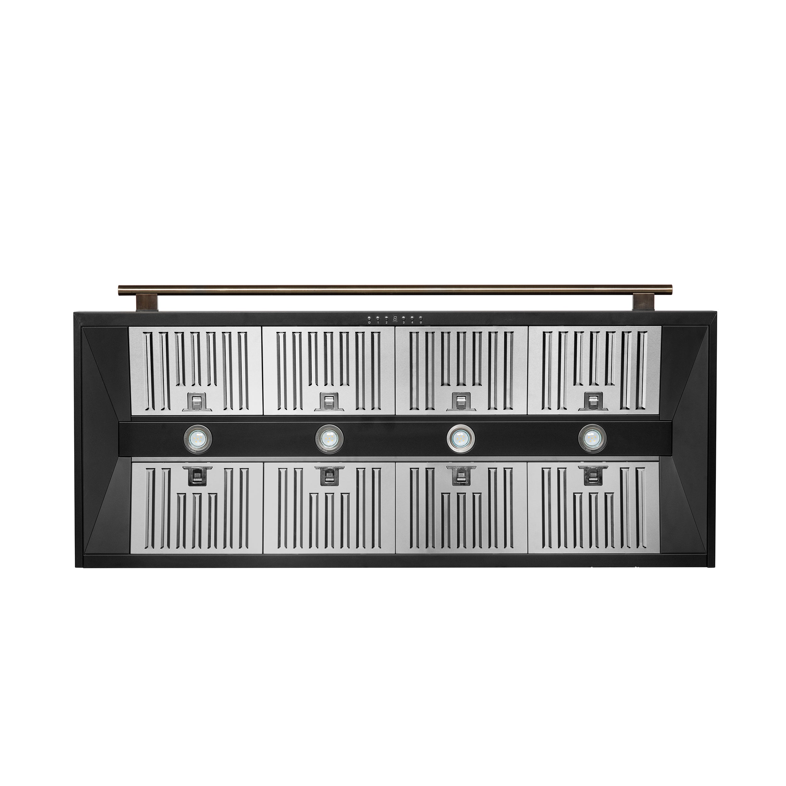 Forno Aria 60 in. 1200 CFM Black Convertible Wall Mount Range Hood with Antique Brass Accents | FRHWM5095-60BLK