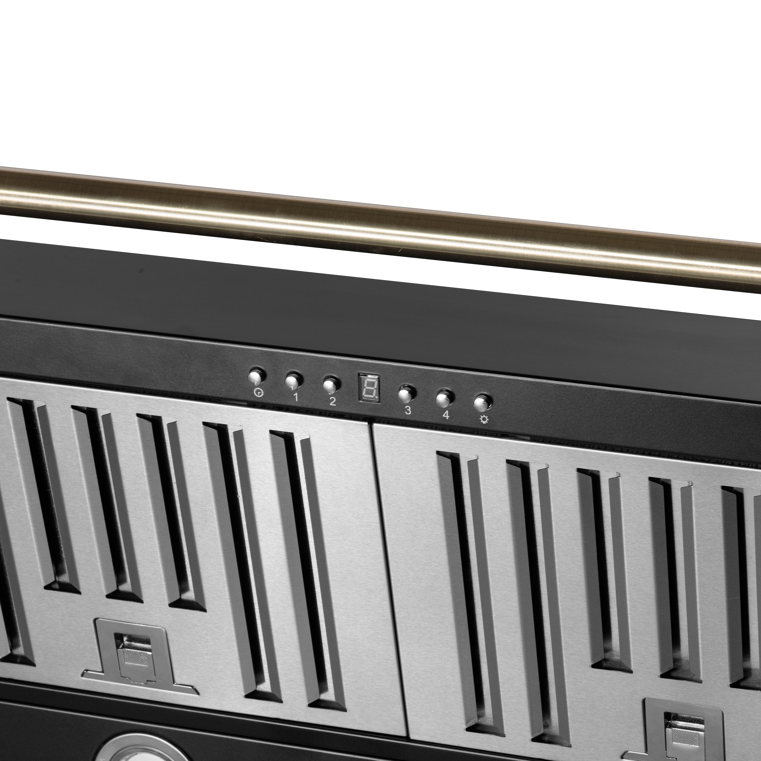 Forno Aria 60 in. 1200 CFM Black Convertible Wall Mount Range Hood with Antique Brass Accents | FRHWM5095-60BLK