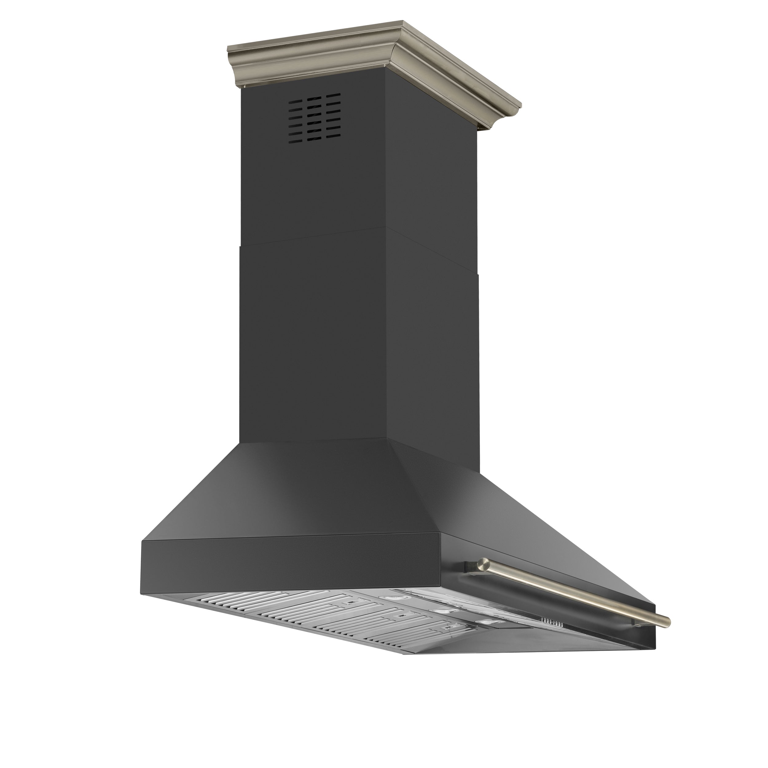 Forno Aria 60 in. 1200 CFM Black Convertible Wall Mount Range Hood with Antique Brass Accents | FRHWM5095-60BLK