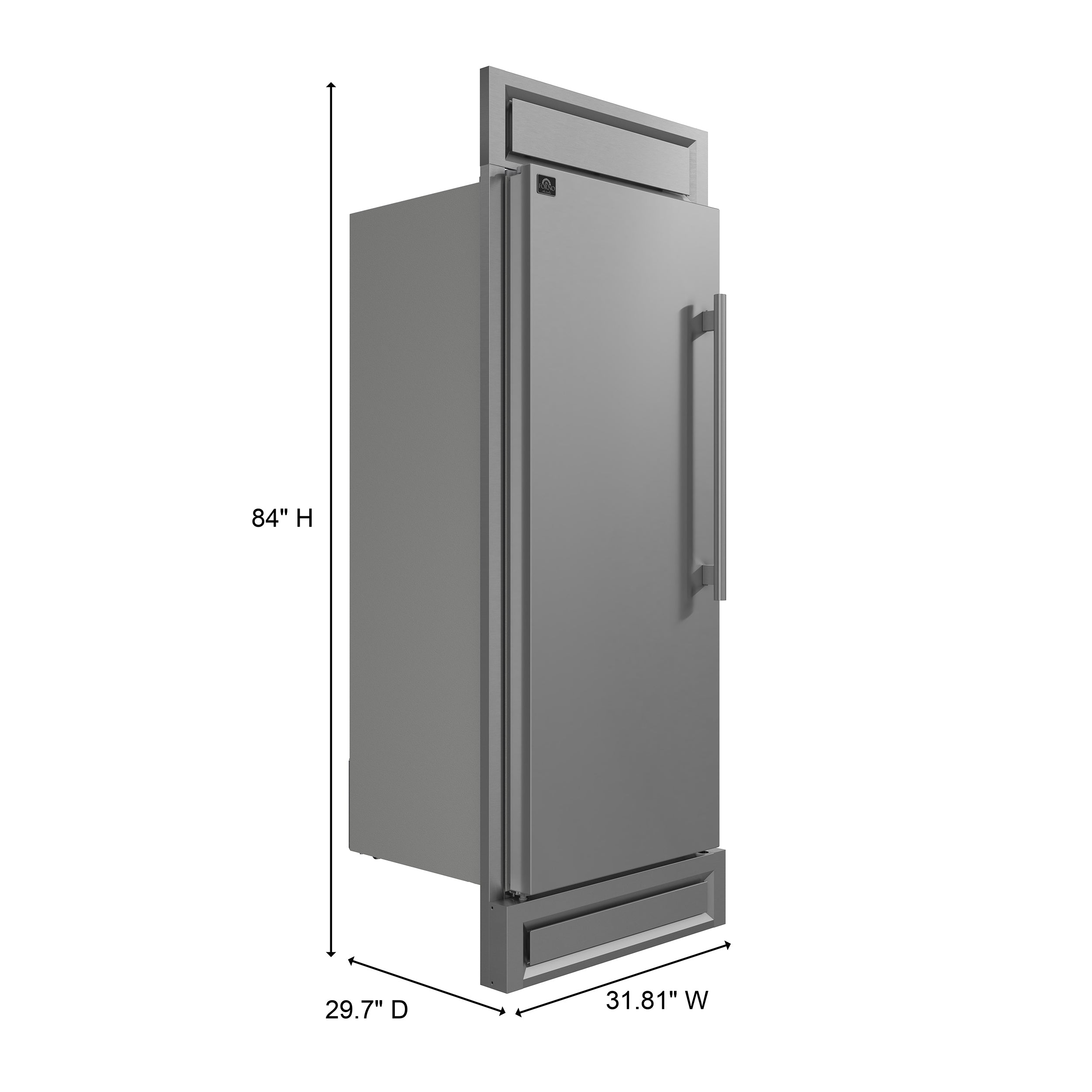 Forno Maderno 32 in. 13.6 cu.ft. Left Swing Stainless Steel Built-In Convertible Refrigerator/Freezer with Decorative Trim Kit | FFFFD1722-32LS