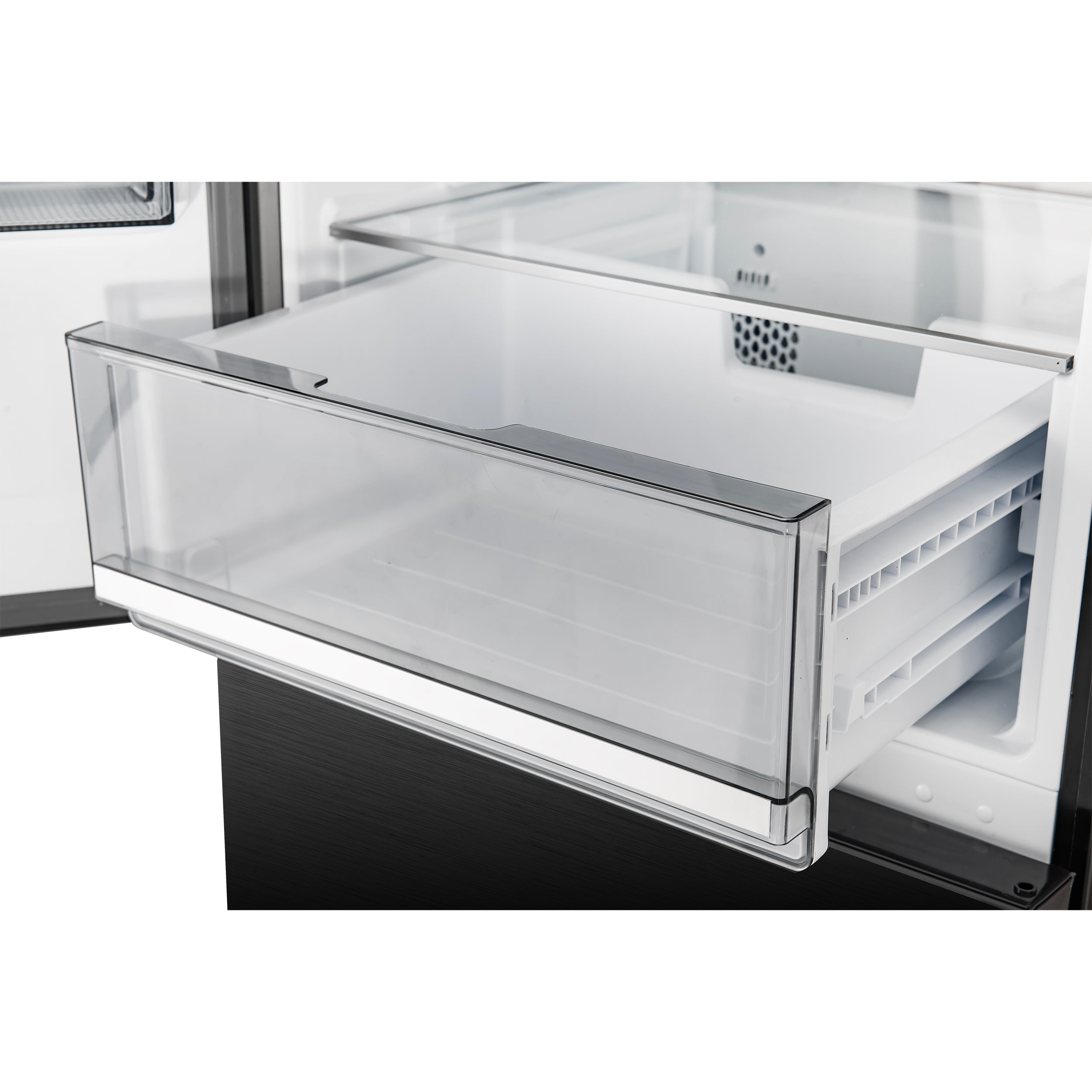 Forno Custodia 24 in. 10.3 cu.ft. Black Left Swing Refrigerator with Bottom Freezer and Antique Brass handles | FFFFD1766-24BLK-LS