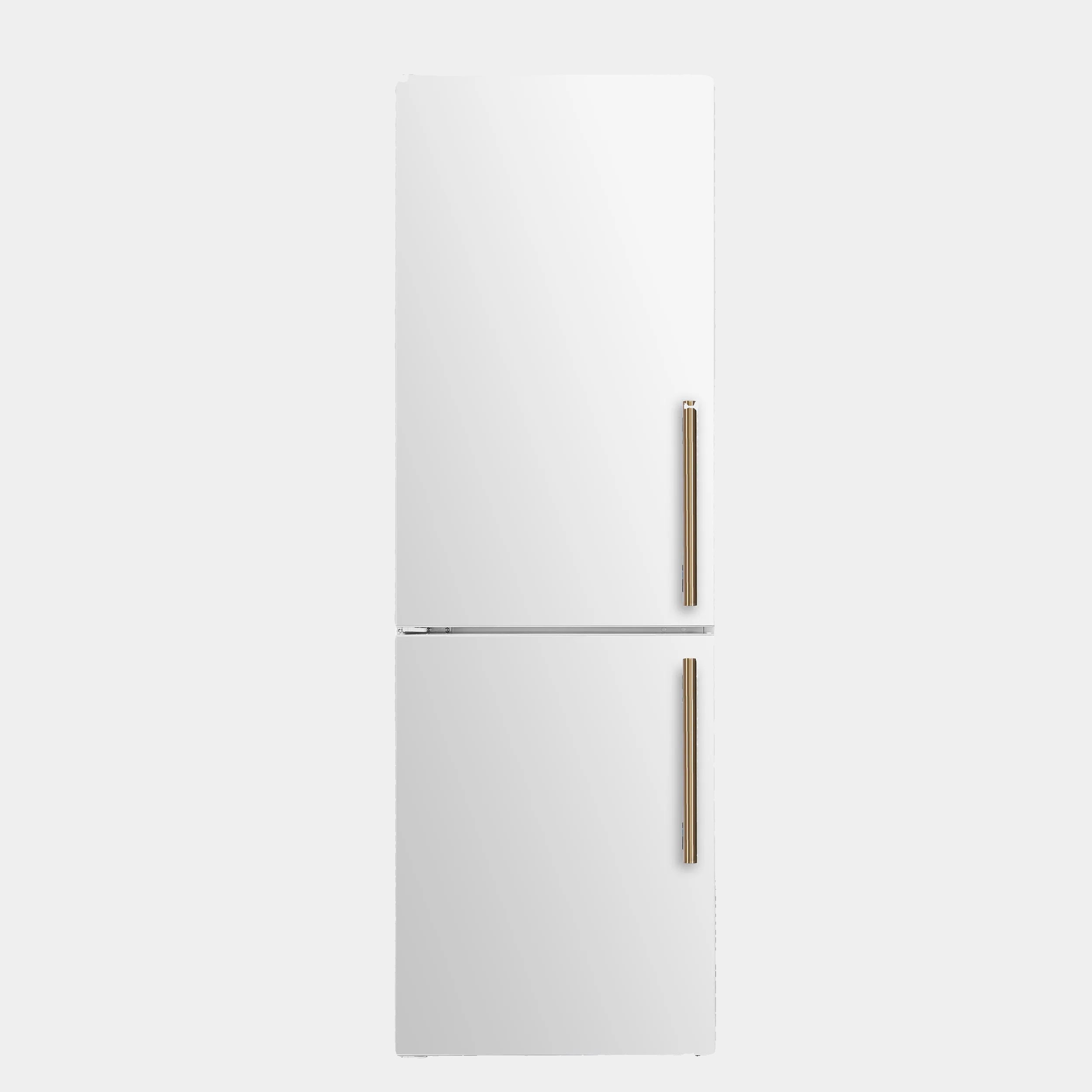 Custodia 24" Bottom Freezer, 10.3 cf., Left Swing, Ice Maker, Total No frost, White, Antique Brass handles