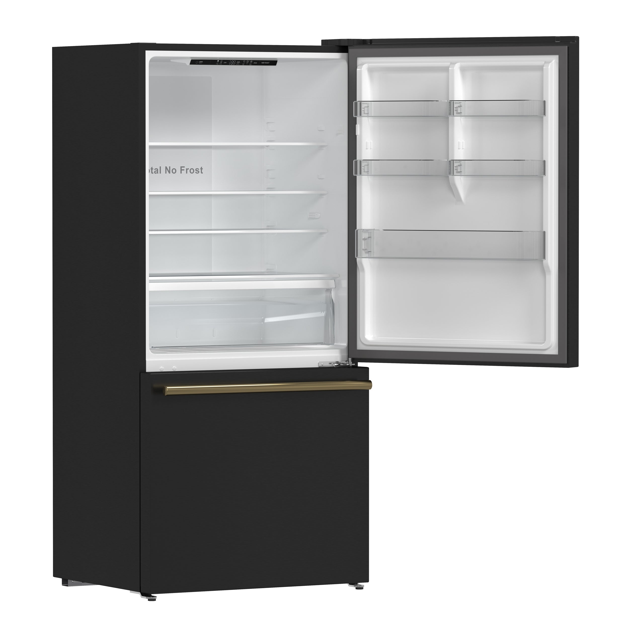 Forno Espresso Milano 31 in. 17.2 cu.ft. Black Right Swing Refrigerator with Bottom Freezer, Ice maker and Antique Brass Handles | FFFFD1785-31BLK