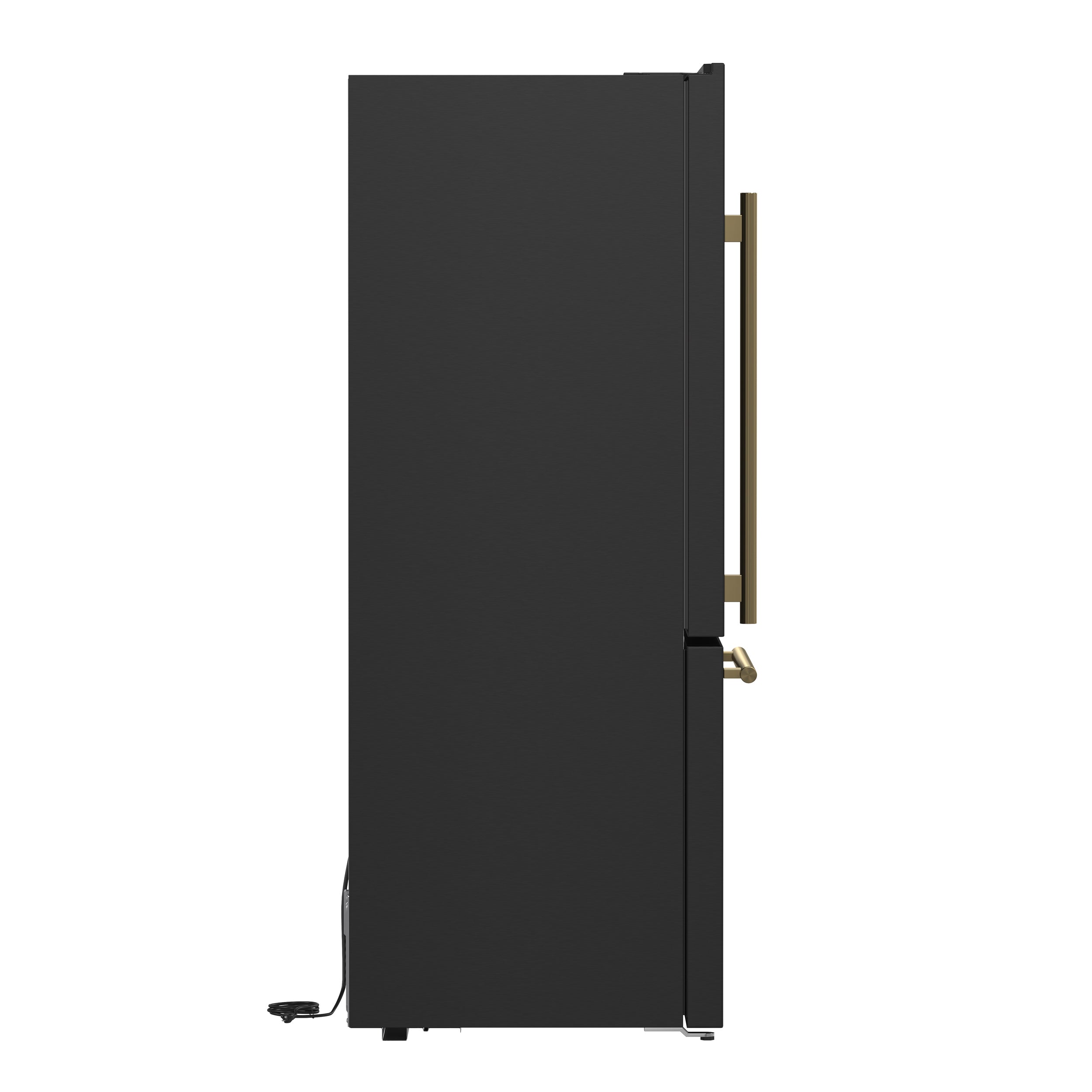 Forno Espresso Milano 31 in. 17.2 cu.ft. Black Right Swing Refrigerator with Bottom Freezer, Ice maker and Antique Brass Handles | FFFFD1785-31BLK