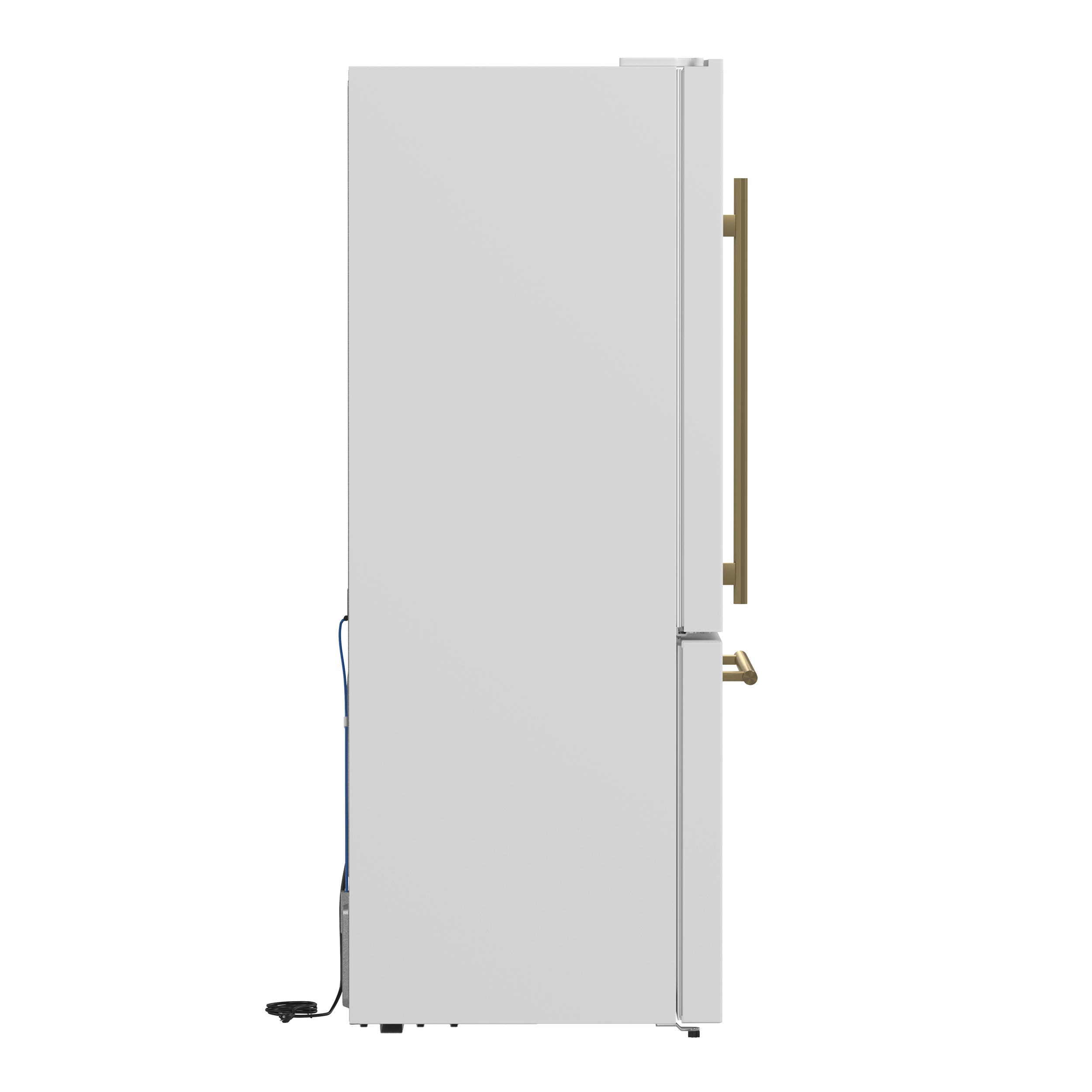 Forno Espresso Milano 31 in. 17.2 cu.ft. White Left Swing Refrigerator with Bottom Freezer, Ice Maker and Antique Brass Handles | FFFFD1786-31WHT