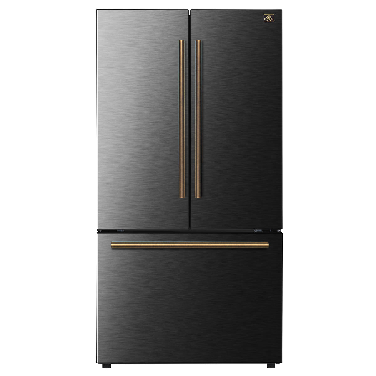 Fiorano 36" French Door Refrigerator in Black, 20.2 cf., Ice Maker, Water dispenser, Total No Frost