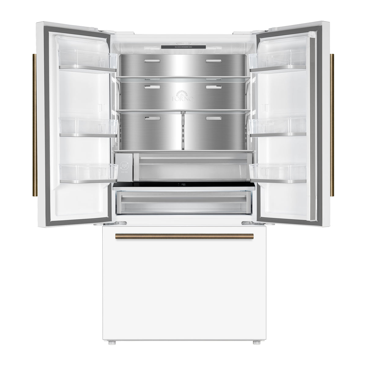 Fiorano 36" French Door Refrigerator in White, 20.2 cf., Ice Maker, Water dispenser, Total No Frost