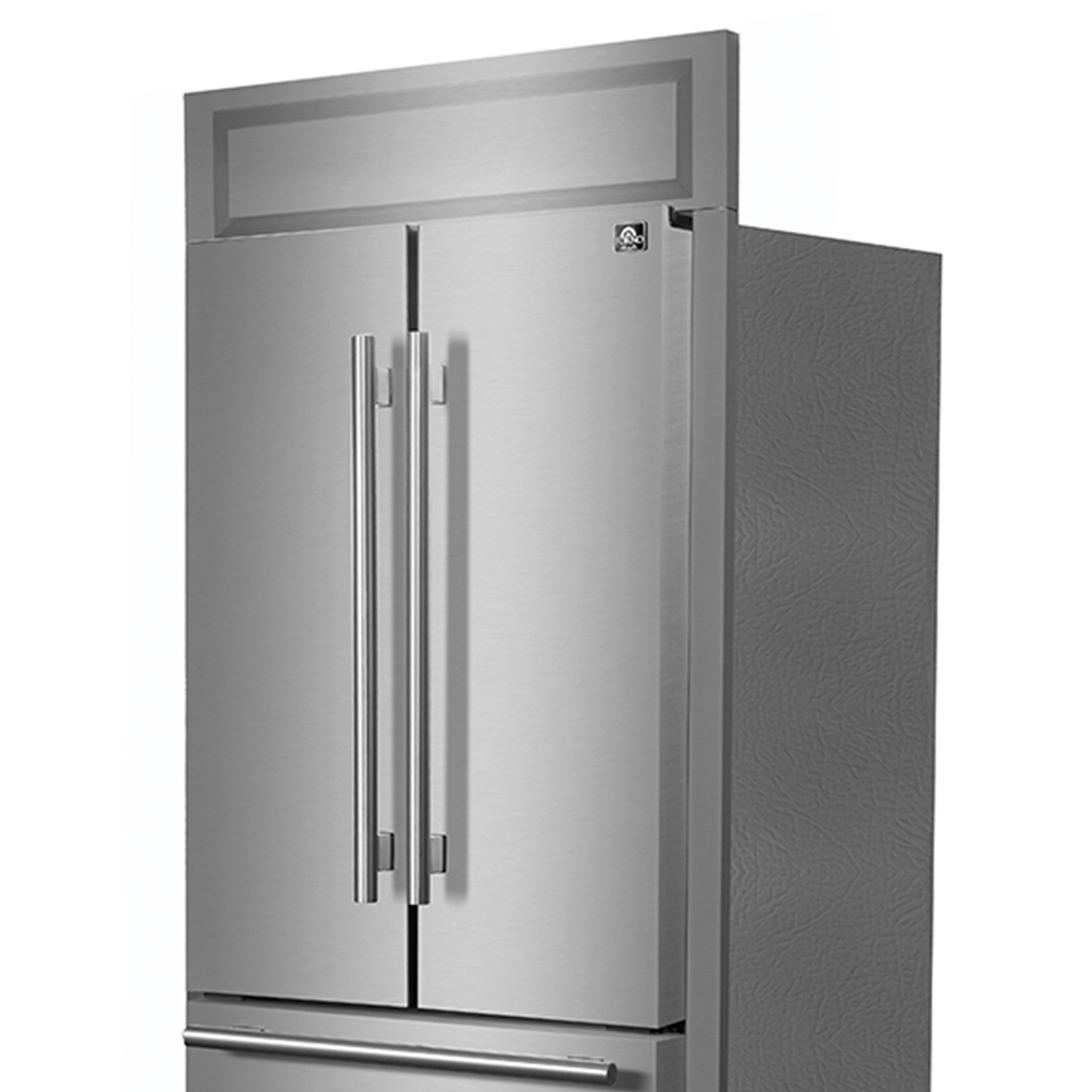Forno Gallipoli 35 in. 17.5 cu.ft. Stainless Steel Built-In French Door Refrigerator with Ice Maker and Modern Trim Kit | FFFFD1974-35MG