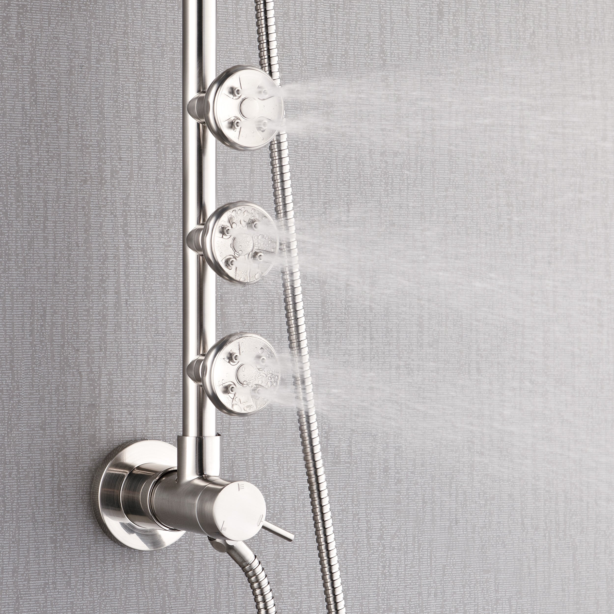 Forno Acqua AcquaSPA Retrofit Shower, Overhead Rainfall, 8 Inch Shower Head, Handheld Shower Head, Body Jets, 6 Way Diverter, Brushed Nickel Finish, 1.8 GPM Flow Rate